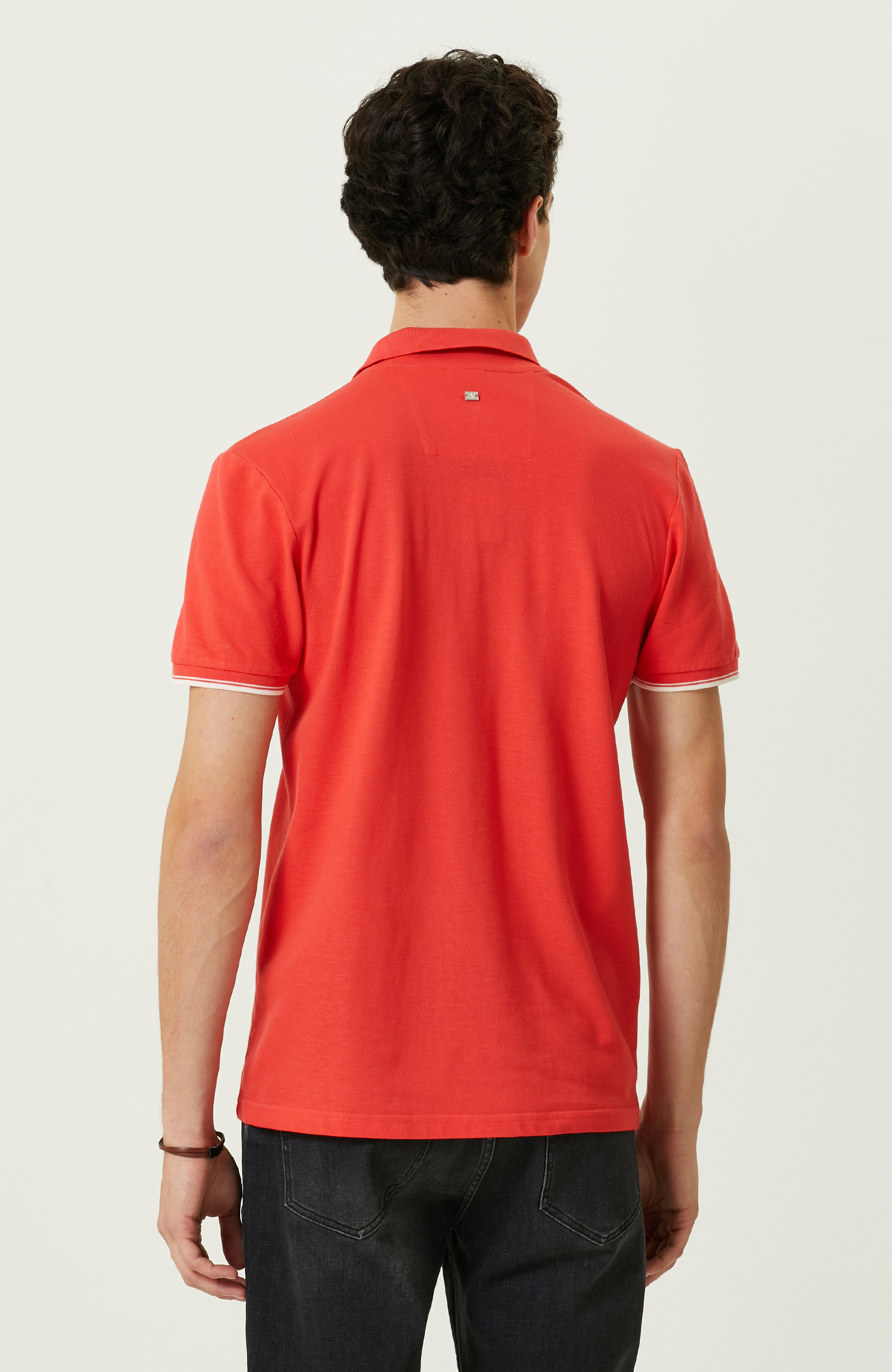 Nar Çiçeği Polo Yaka Pamuklu T-Shirt