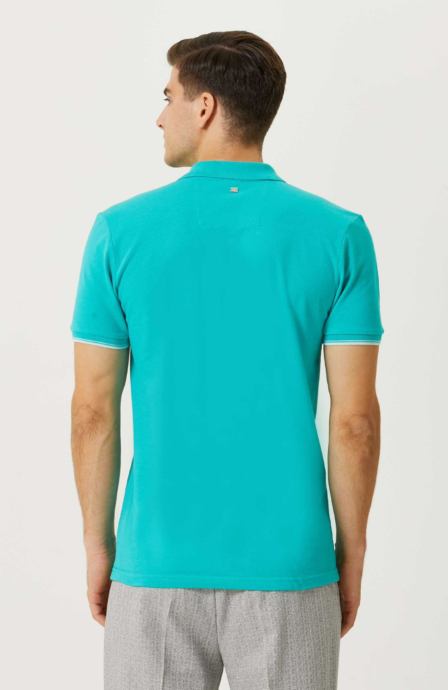 Mint Yeşili Polo Yaka Pamuklu T-Shirt