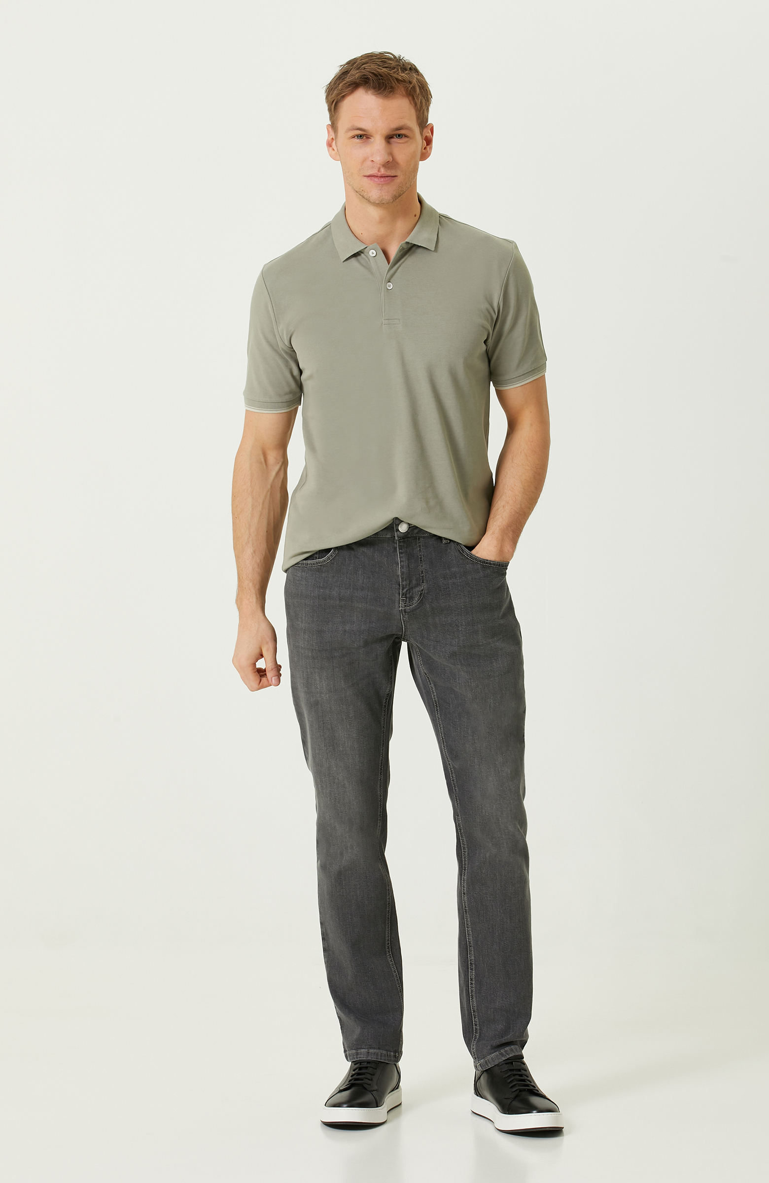 Haki Kısa Kollu Polo Yaka T-shirt