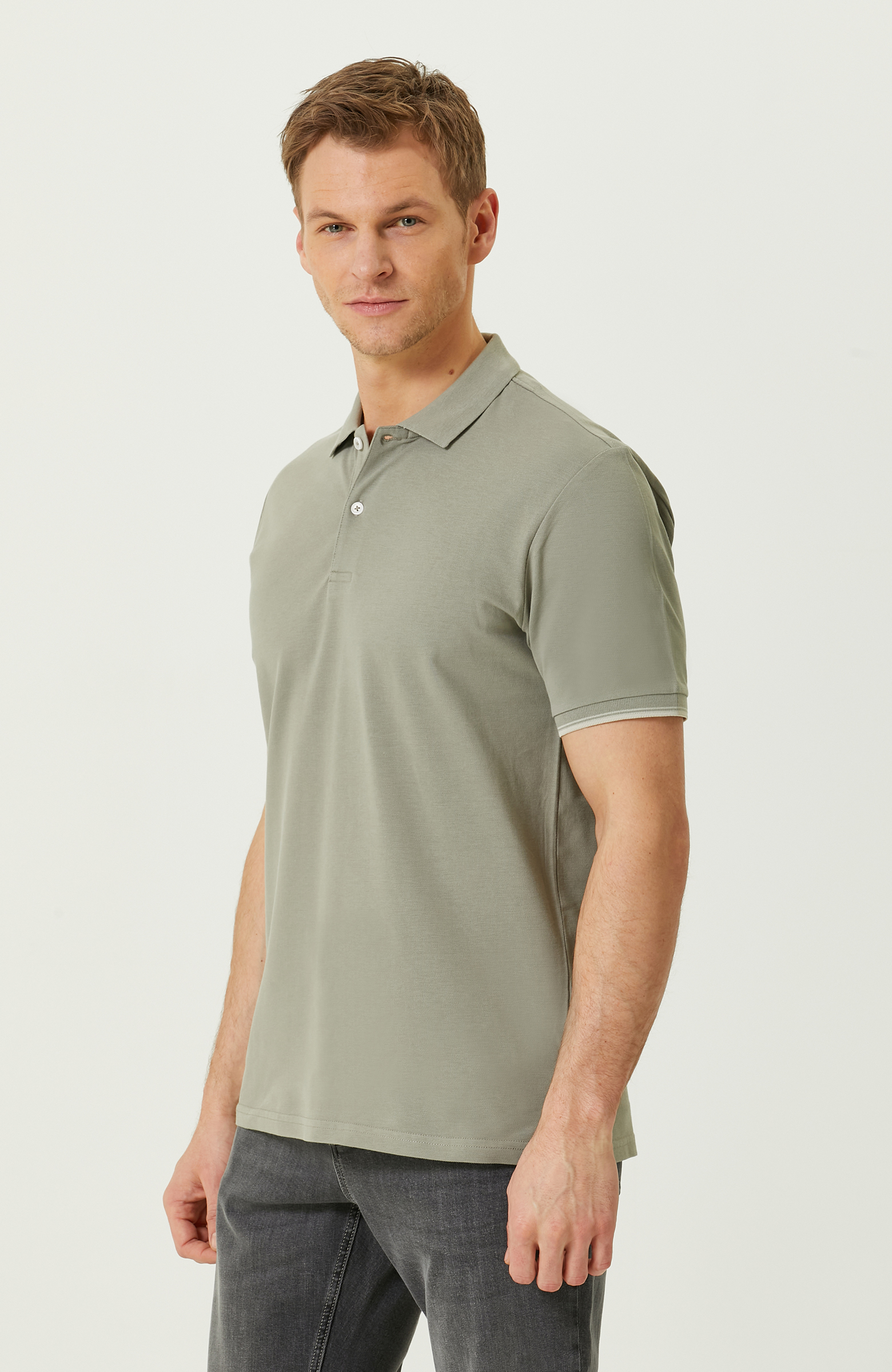 Haki Kısa Kollu Polo Yaka T-shirt