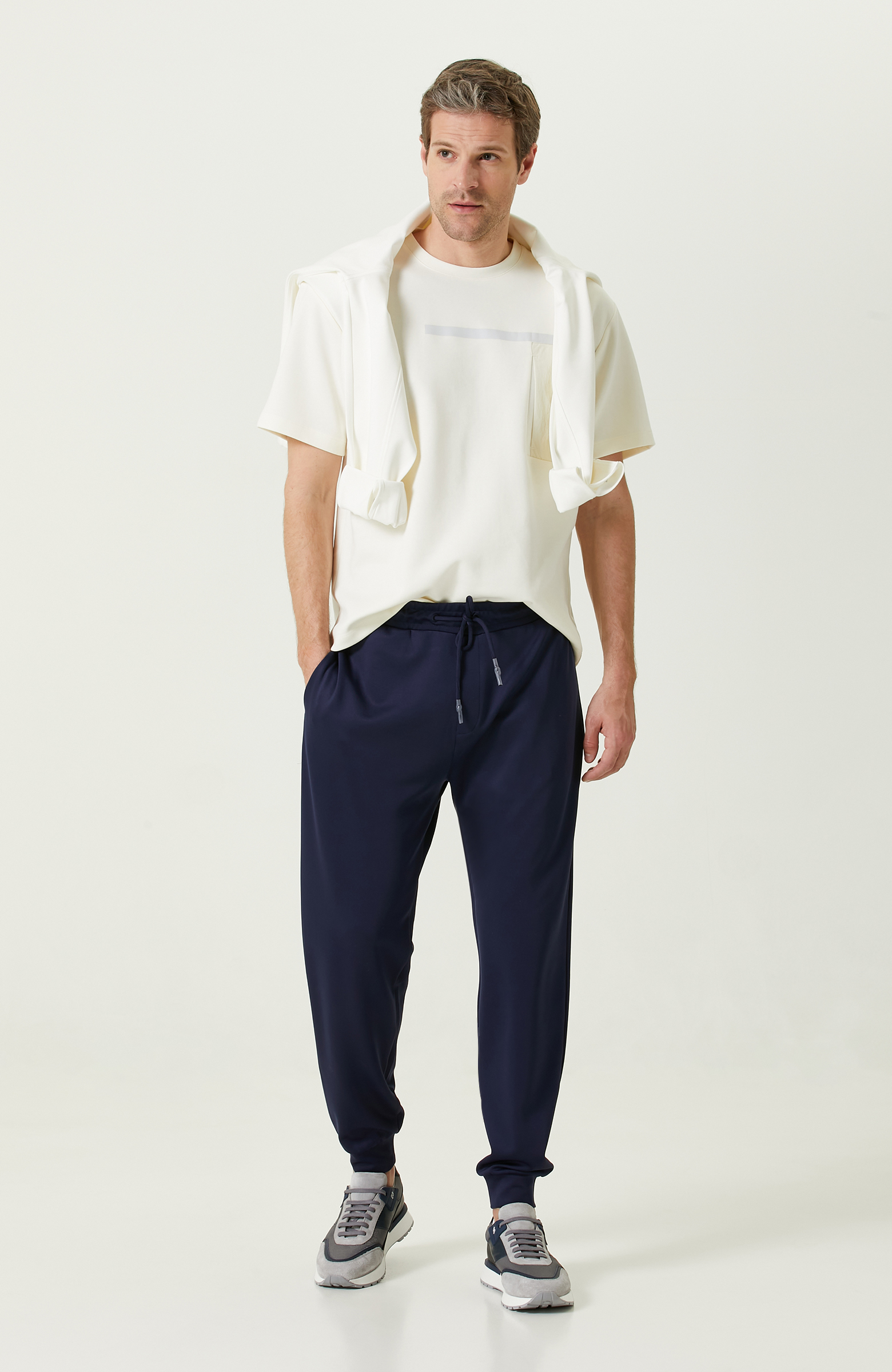 N-Tech Ekru Bisiklet Yaka Kısa Kollu T-Shirt