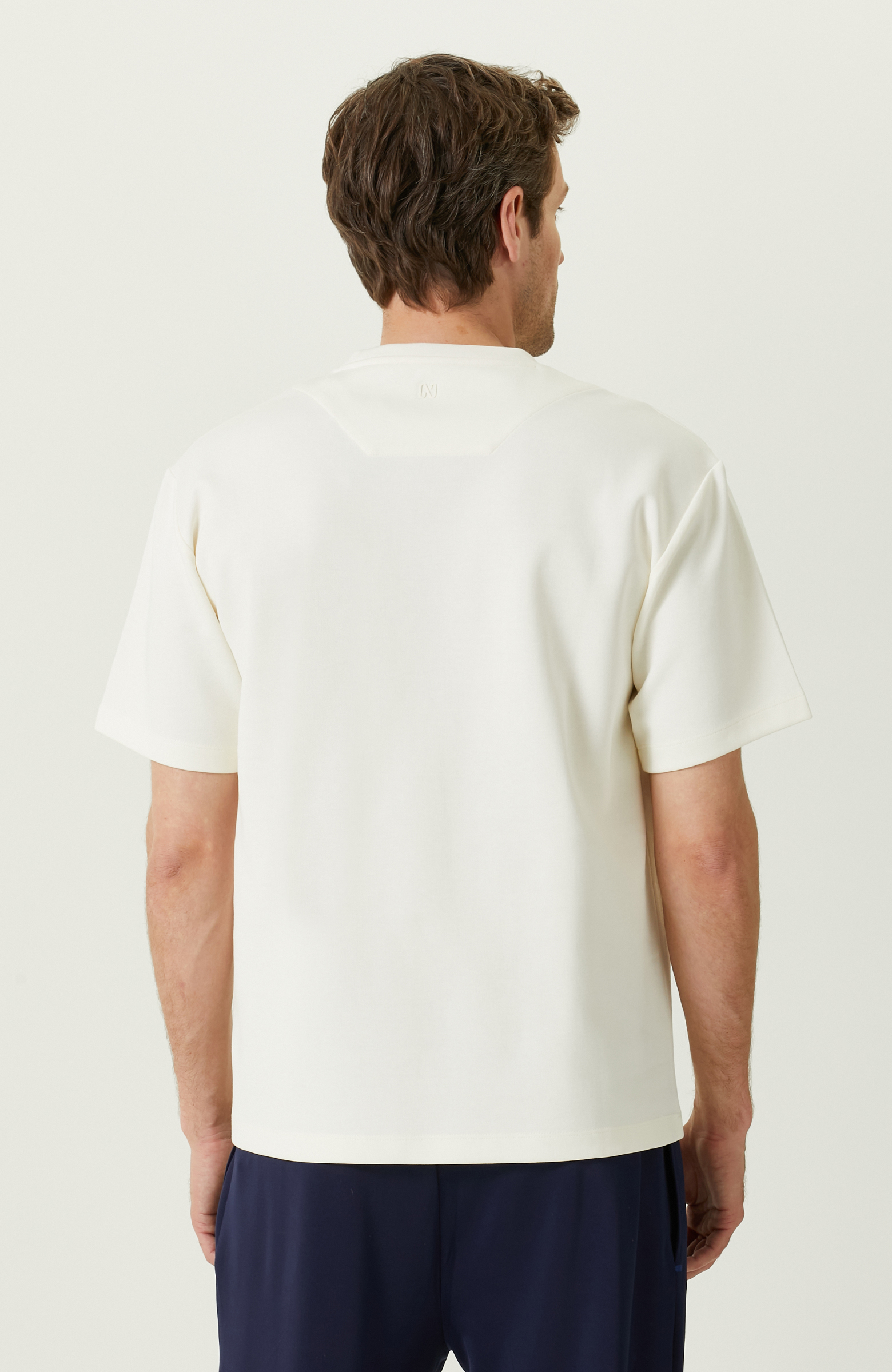 N-Tech Ekru Bisiklet Yaka Kısa Kollu T-Shirt