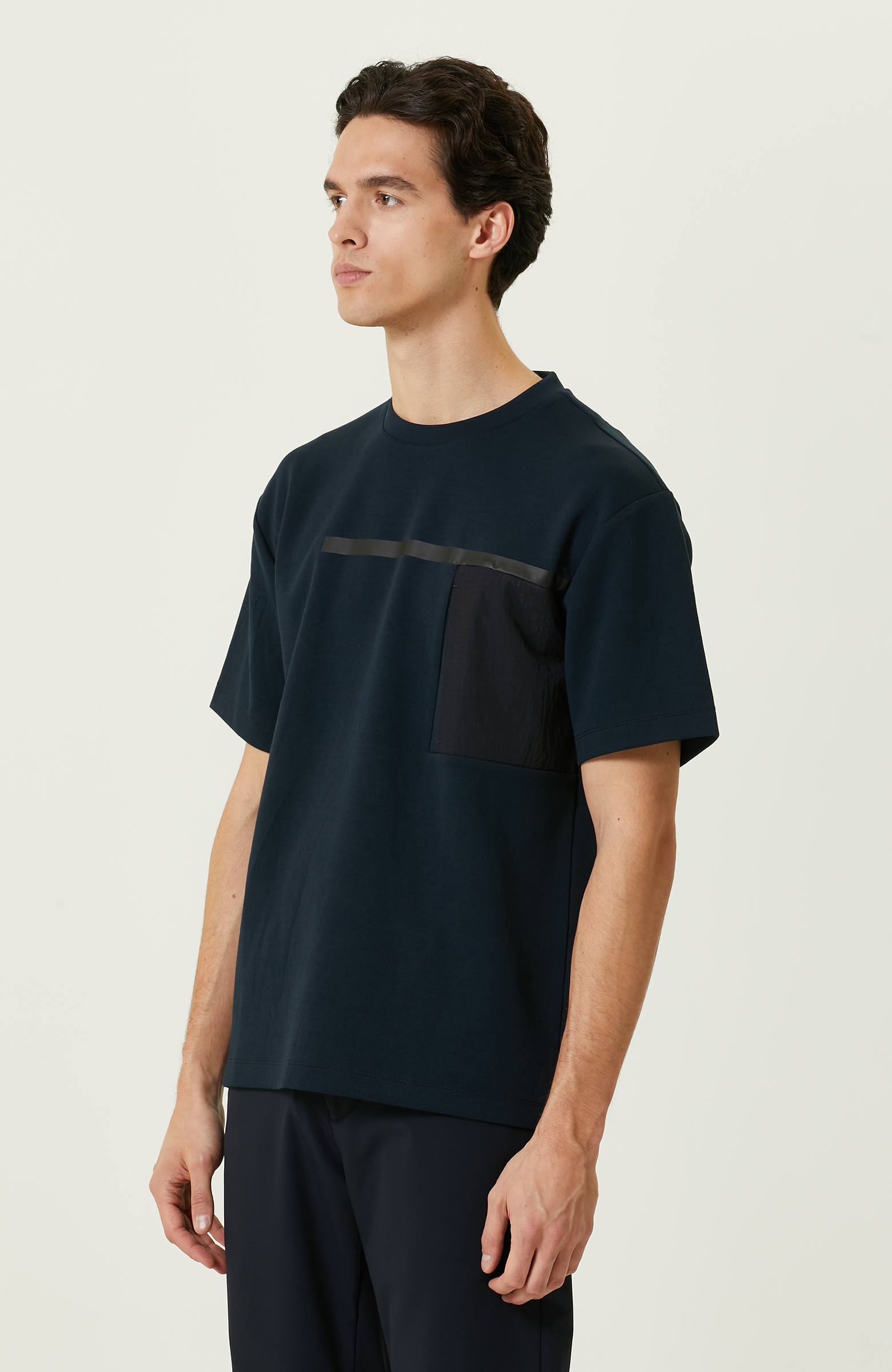 N-Tech Lacivert Bisiklet Yaka  T-shirt