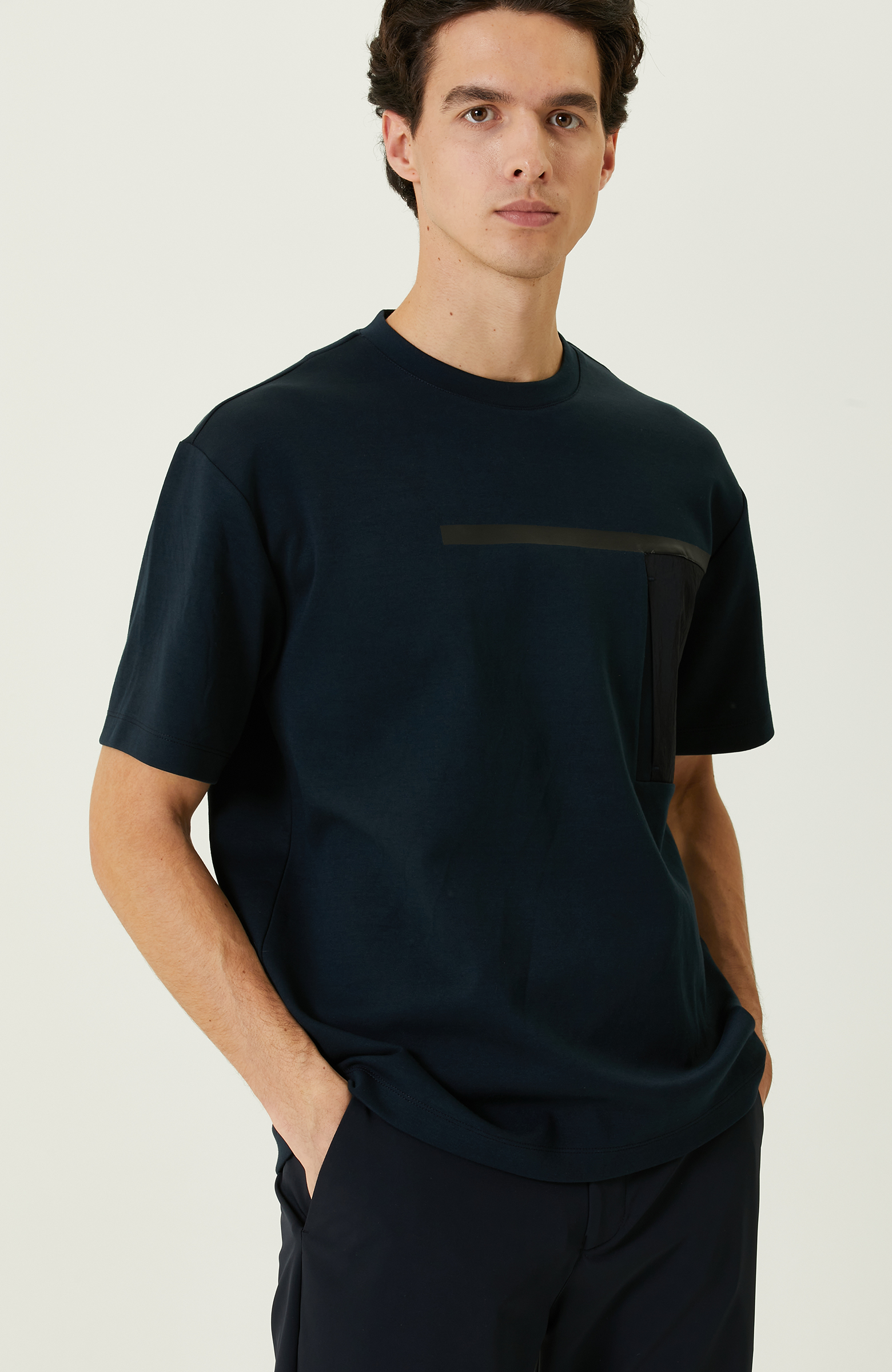 N-Tech Lacivert Bisiklet Yaka  T-shirt