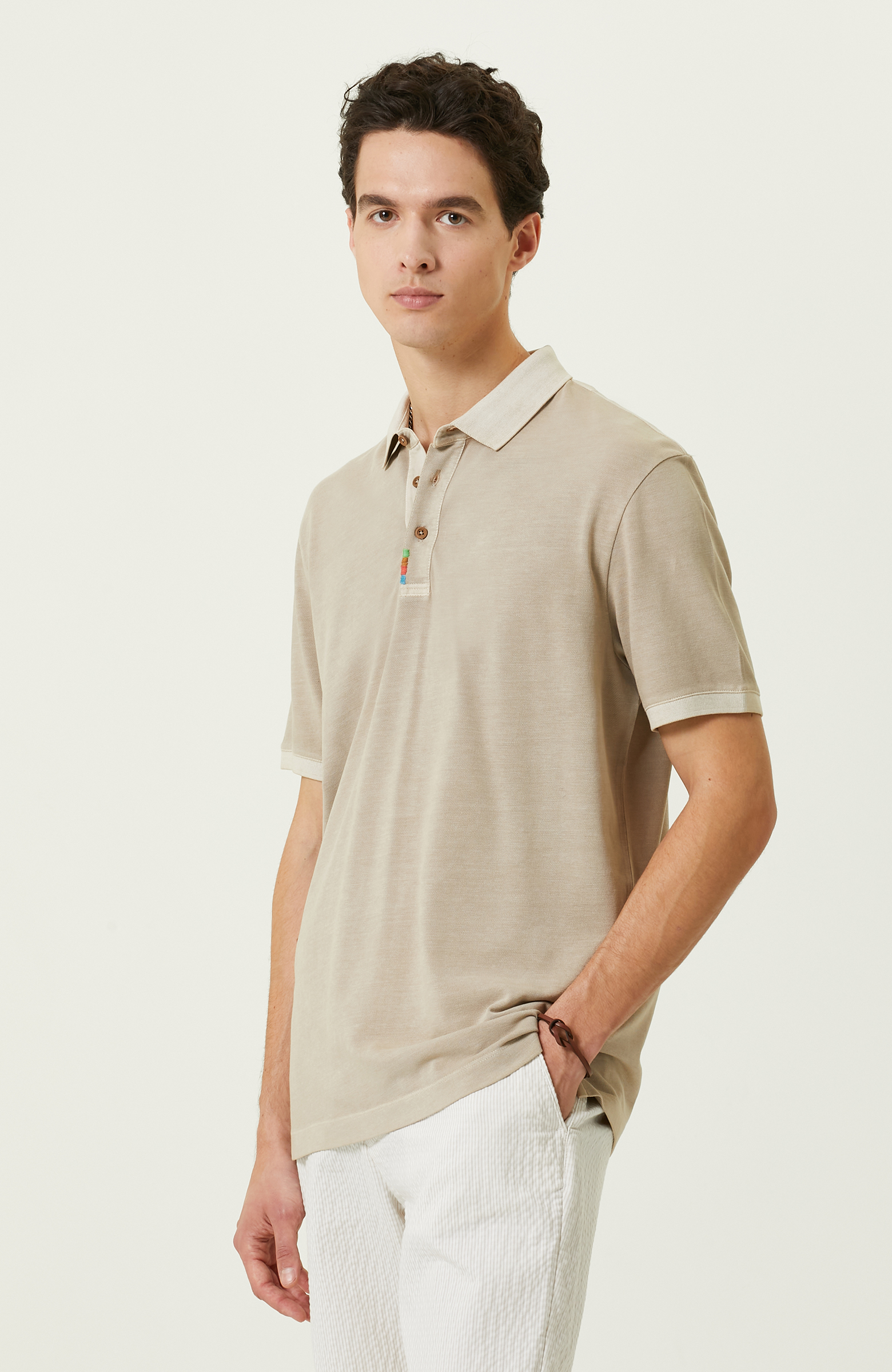 Taş Rengi Polo Yaka T-Shirt
