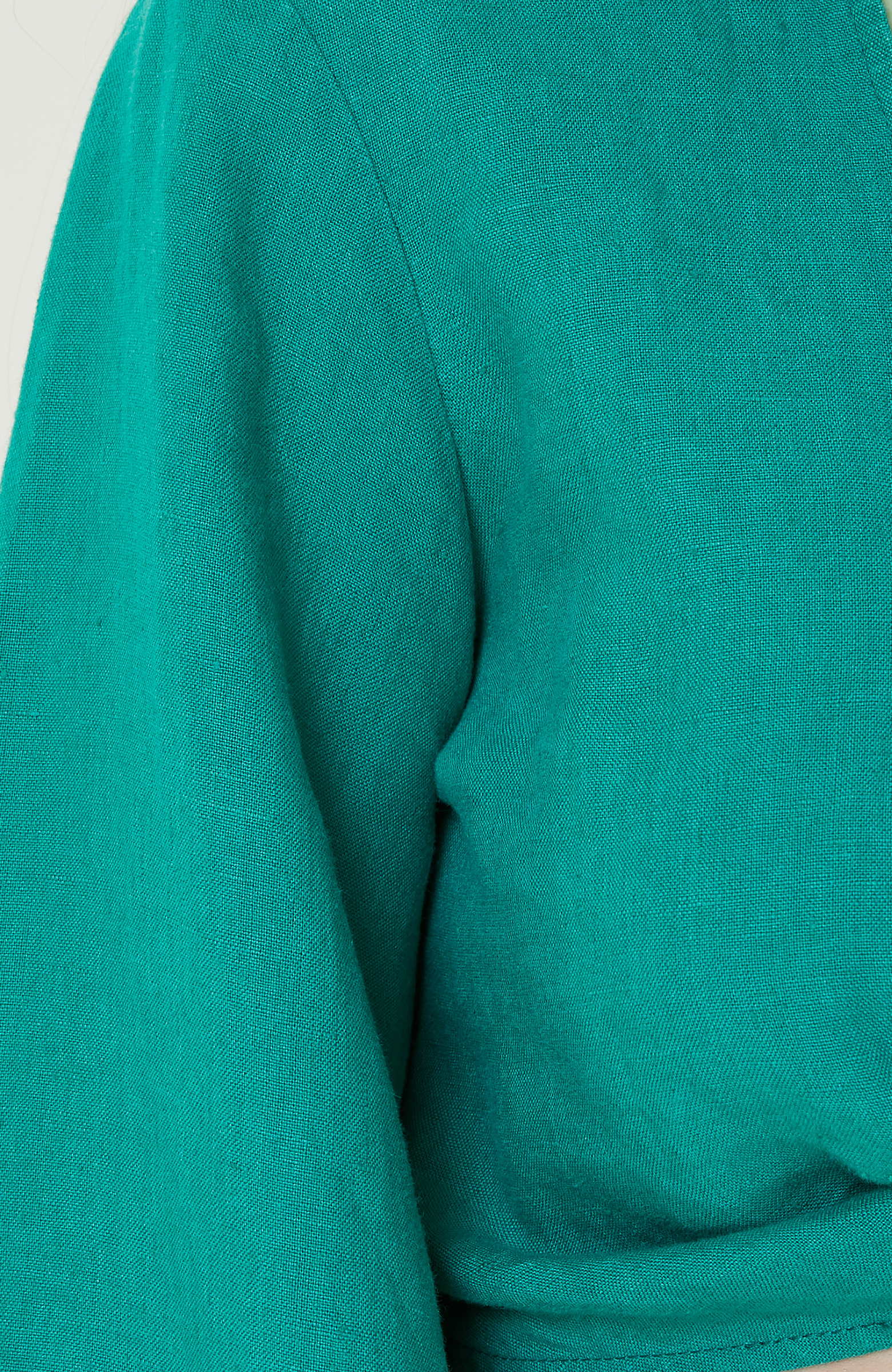 Yeşil Truvakar Kol Keten Bluz