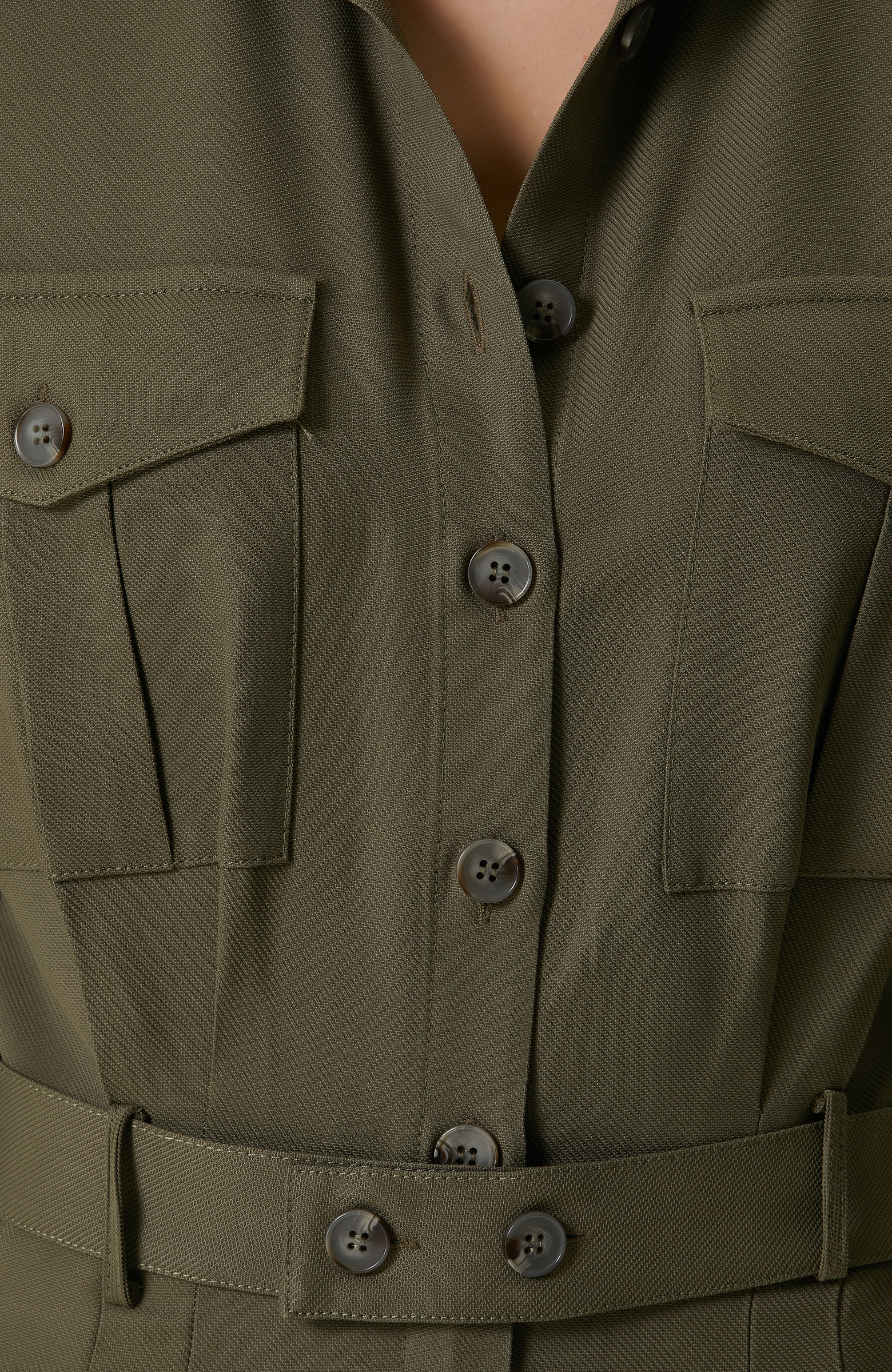 Haki Düğmeli Uzun Kollu Tulum