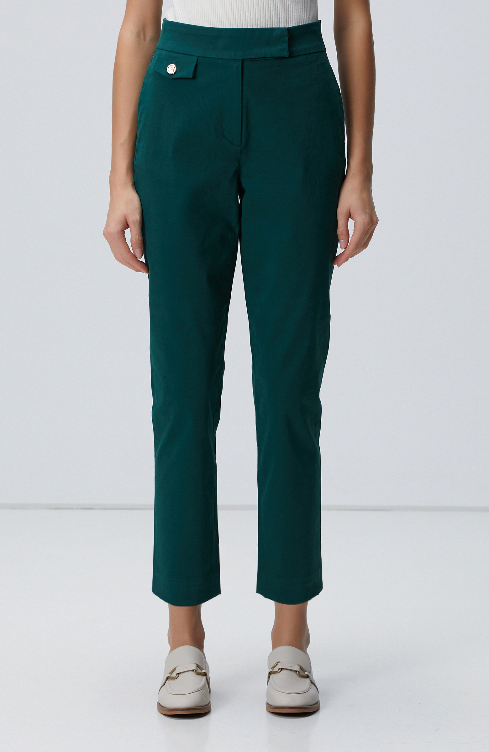 Yeşil Yüksek Bel Dar Paça Pantolon