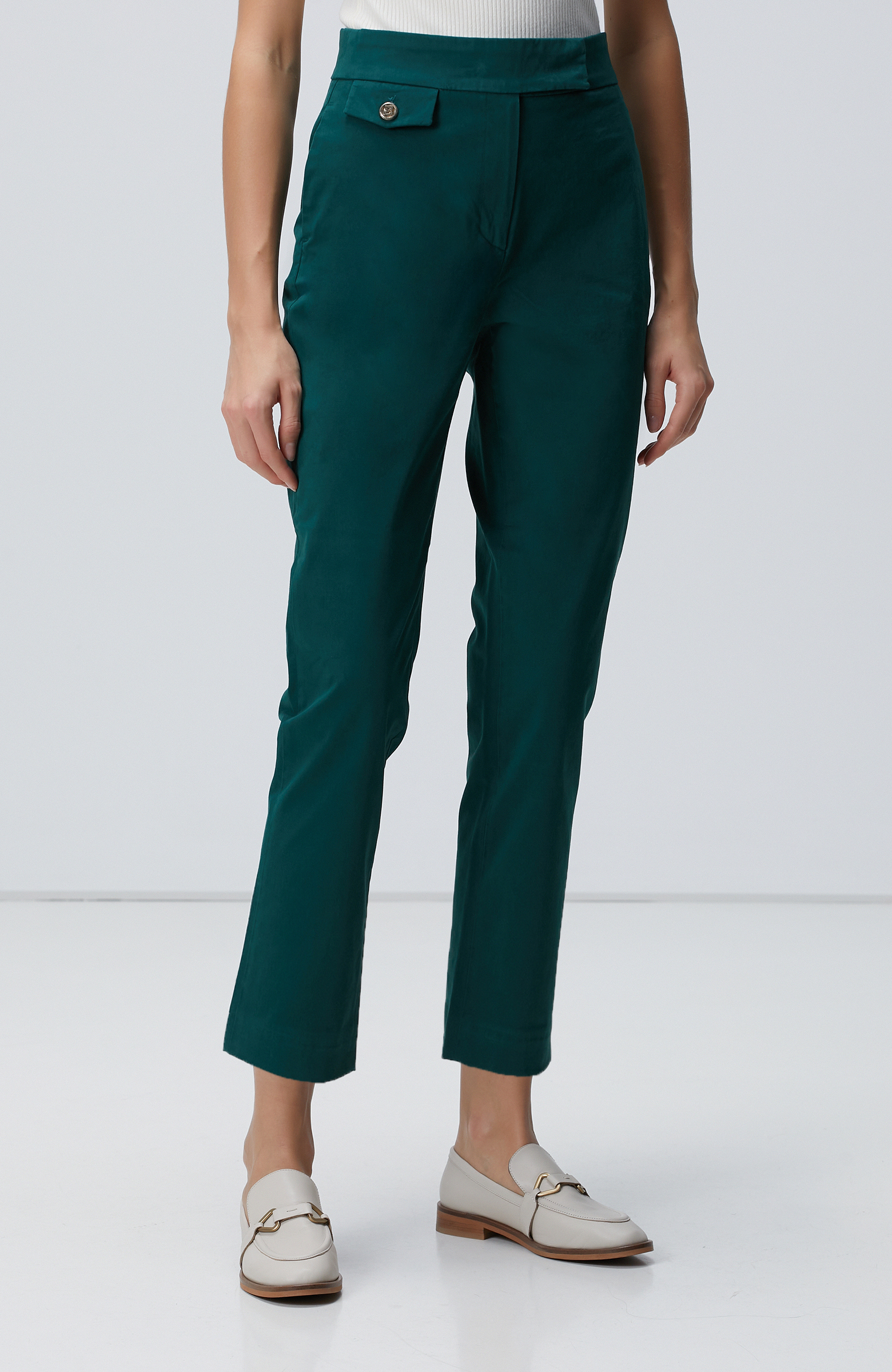 Yeşil Yüksek Bel Dar Paça Pantolon