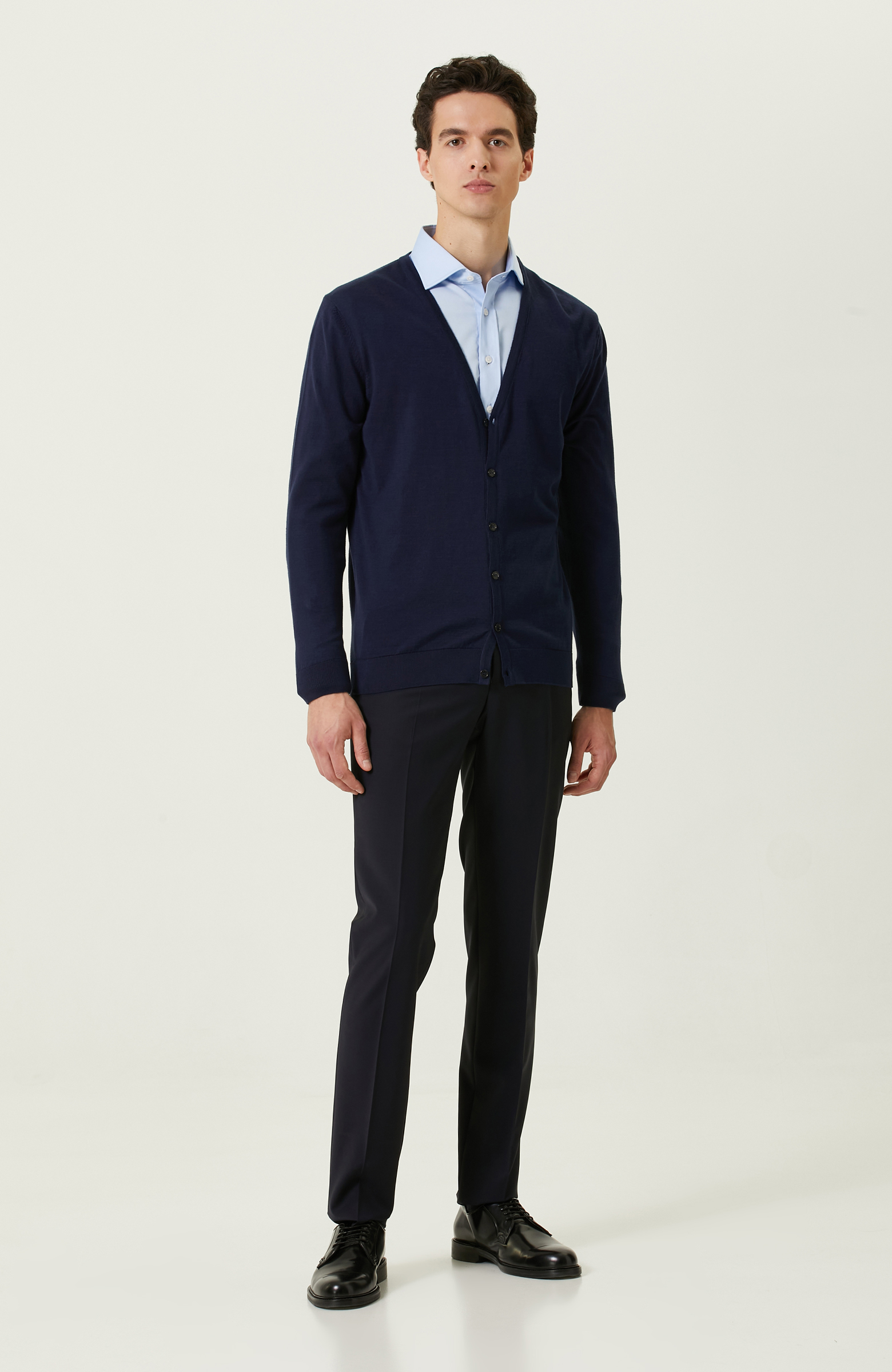 Non-Iron Açık Mavi Yarım İtalyan Yaka Gömlek