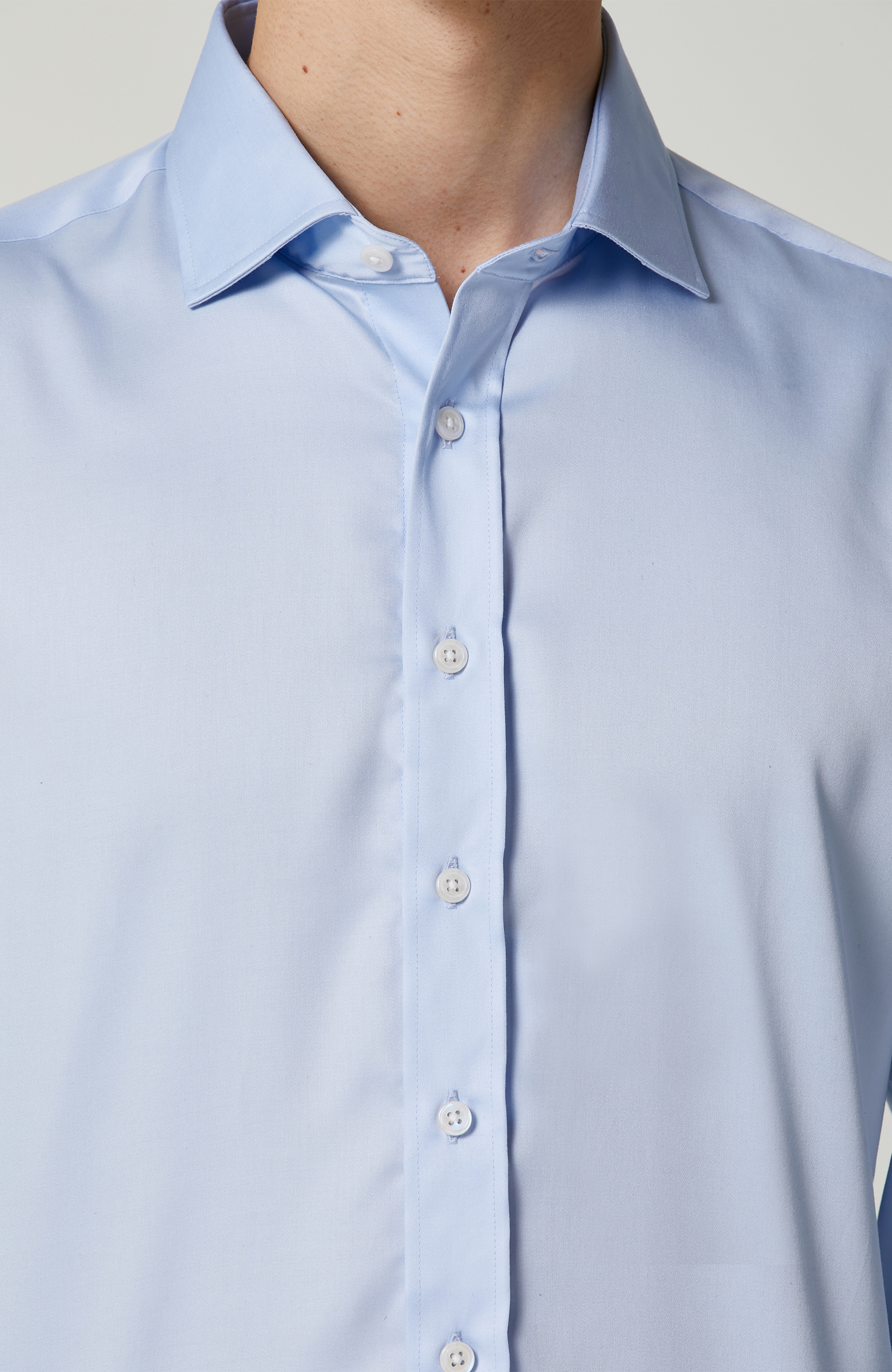 Non-Iron Açık Mavi Yarım İtalyan Yaka Gömlek