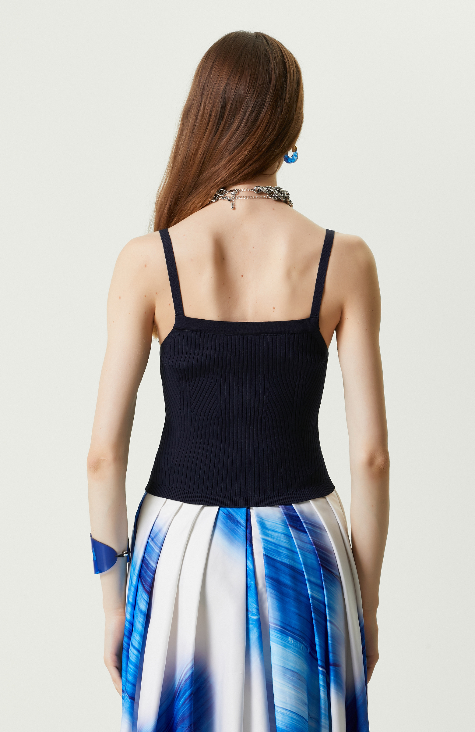 Lacivert V Yaka Askılı Kazak