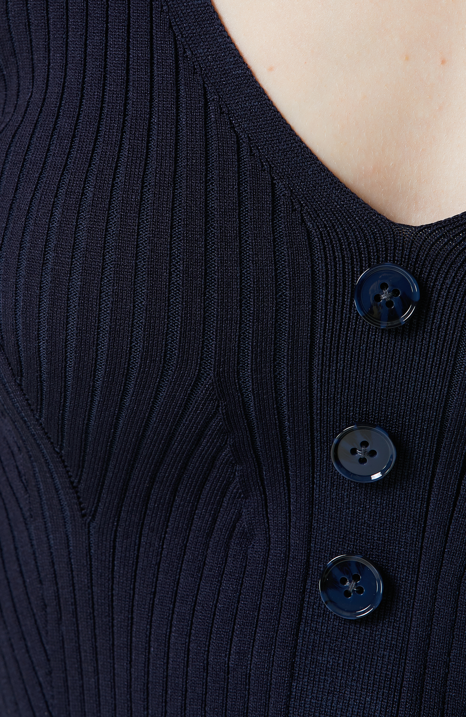 Lacivert V Yaka Askılı Kazak