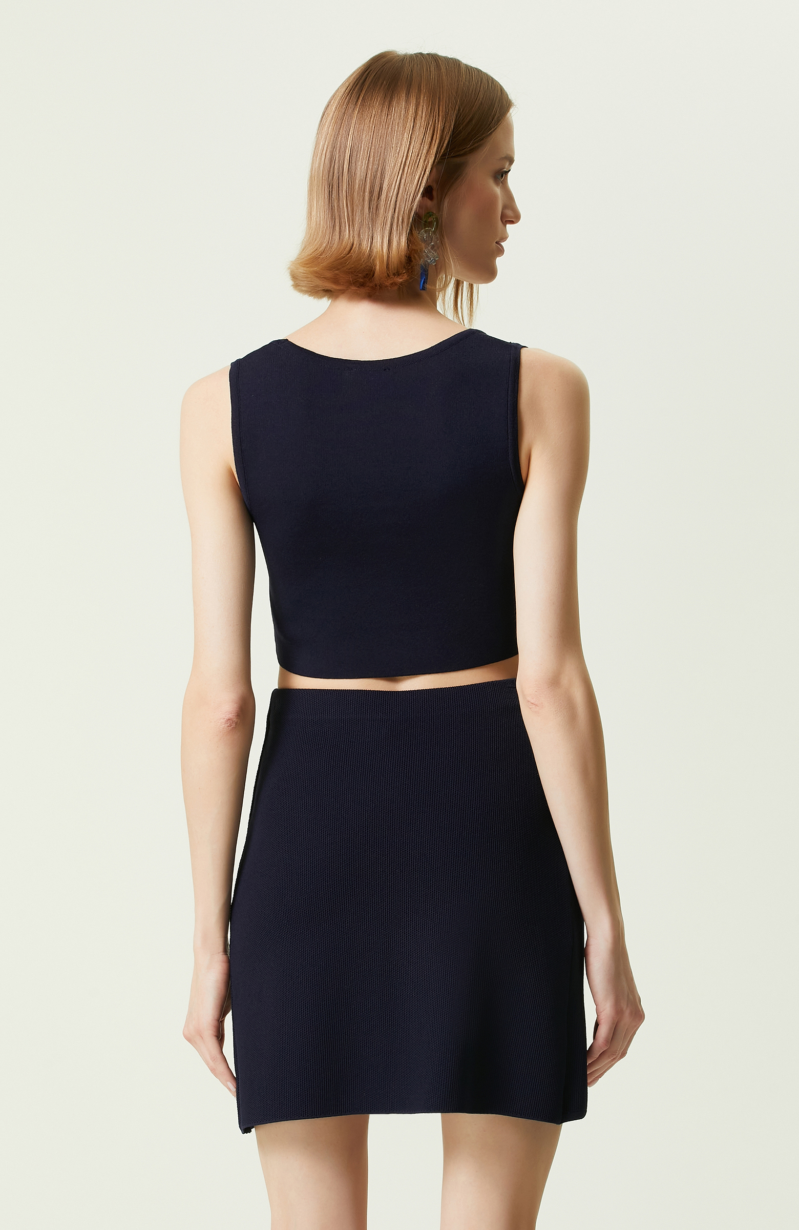 Lacivert Askılı Kare Yaka Büstiyer