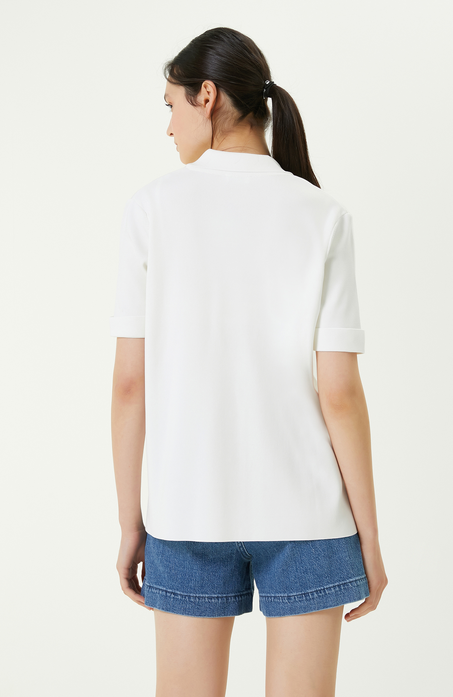 Kısa Kollu Triko Beyaz Ceket