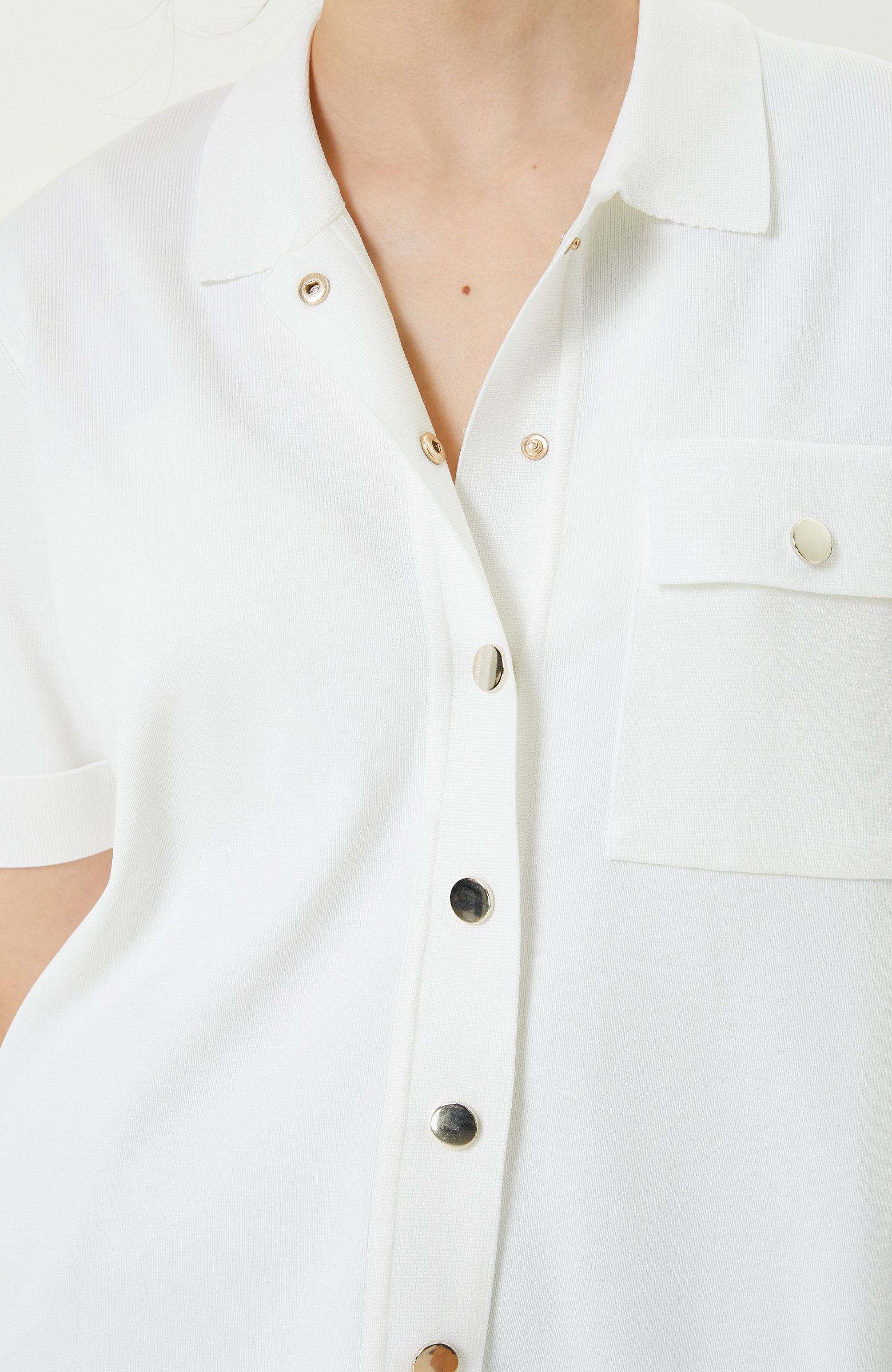 Kısa Kollu Triko Beyaz Ceket