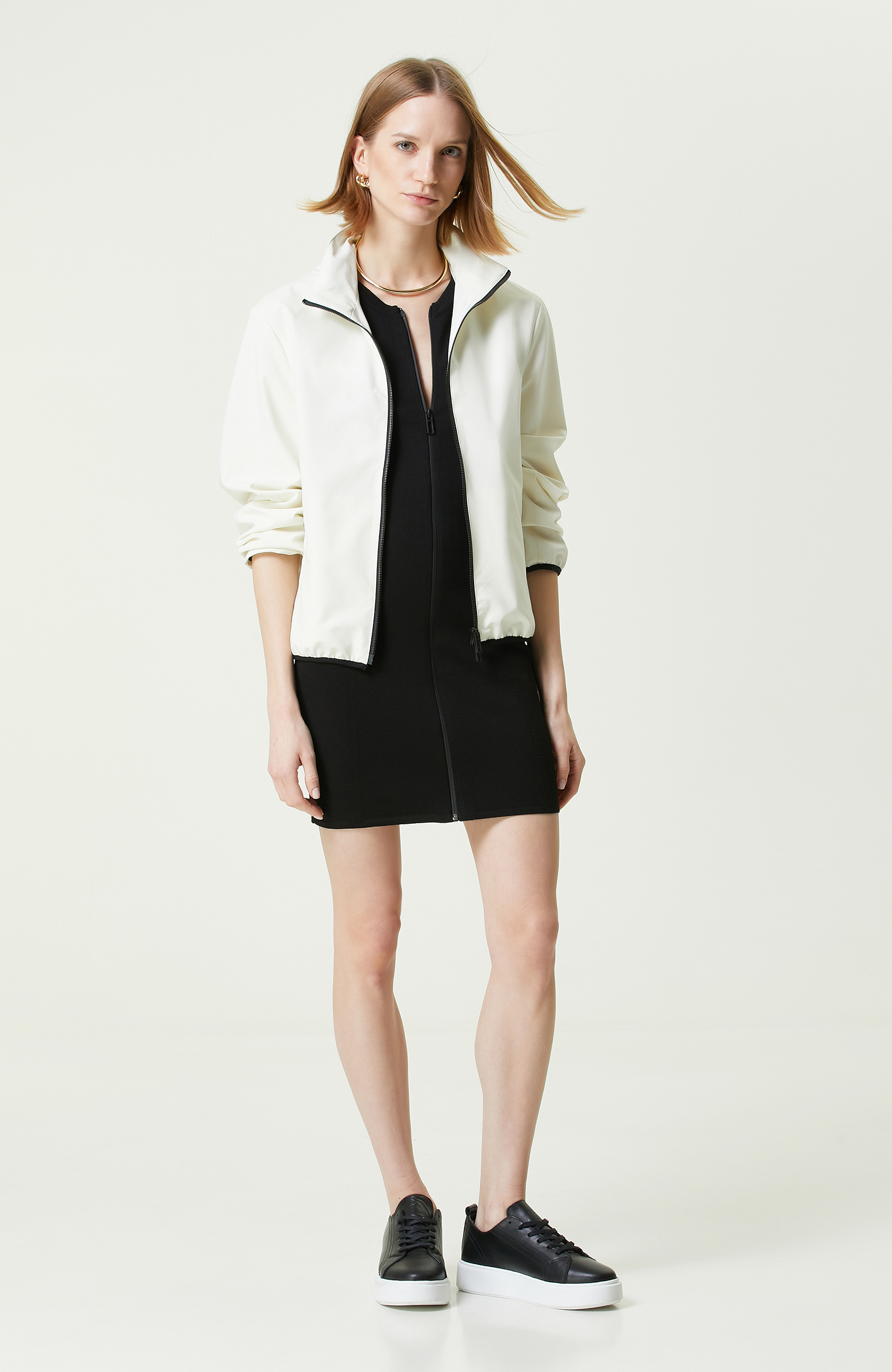 N-Tech Siyah Kolsuz Bisiklet Yaka Elbise