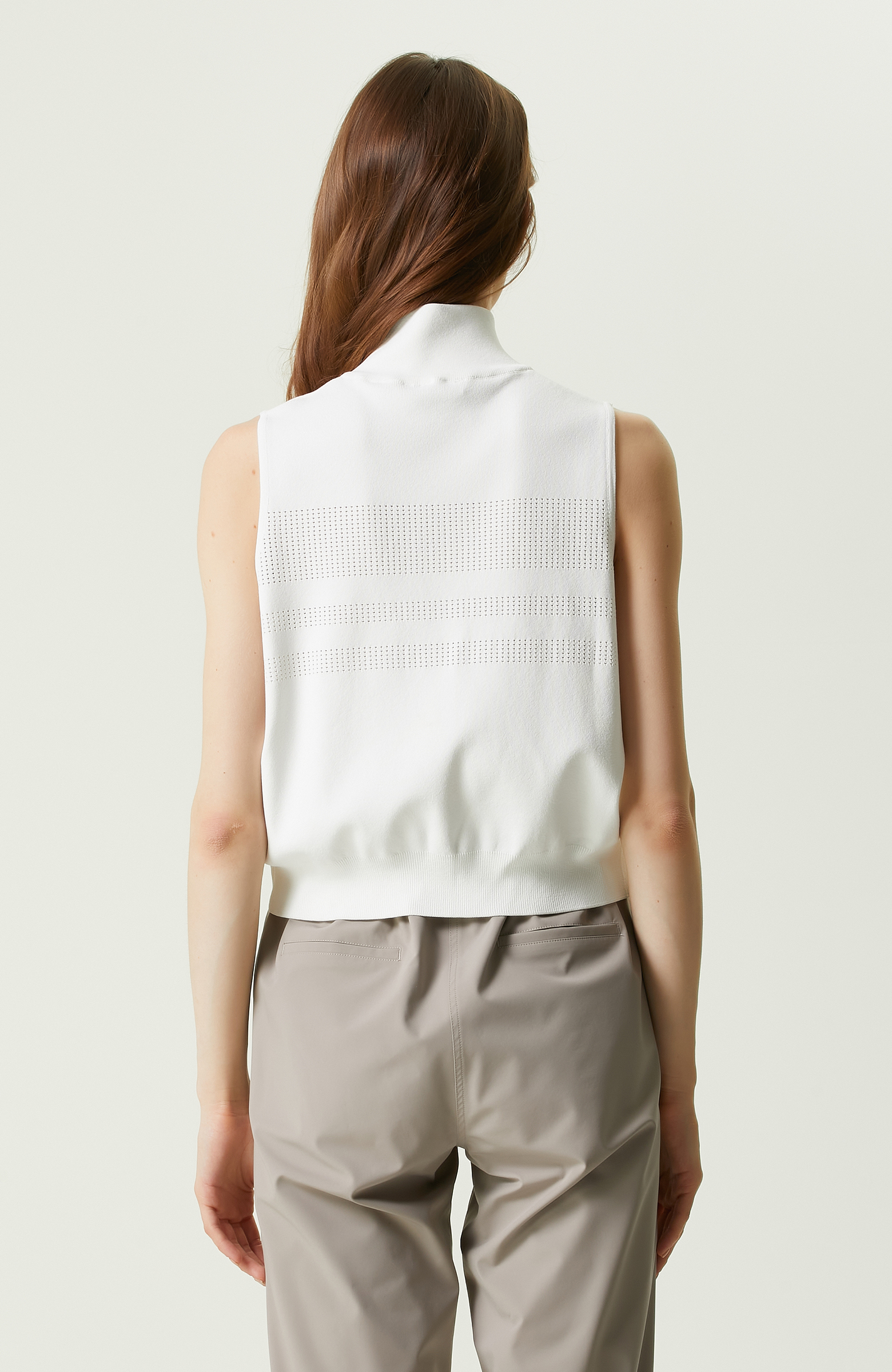 N-Tech Beyaz Balıkçı Yaka Fermuarlı Triko Kazak