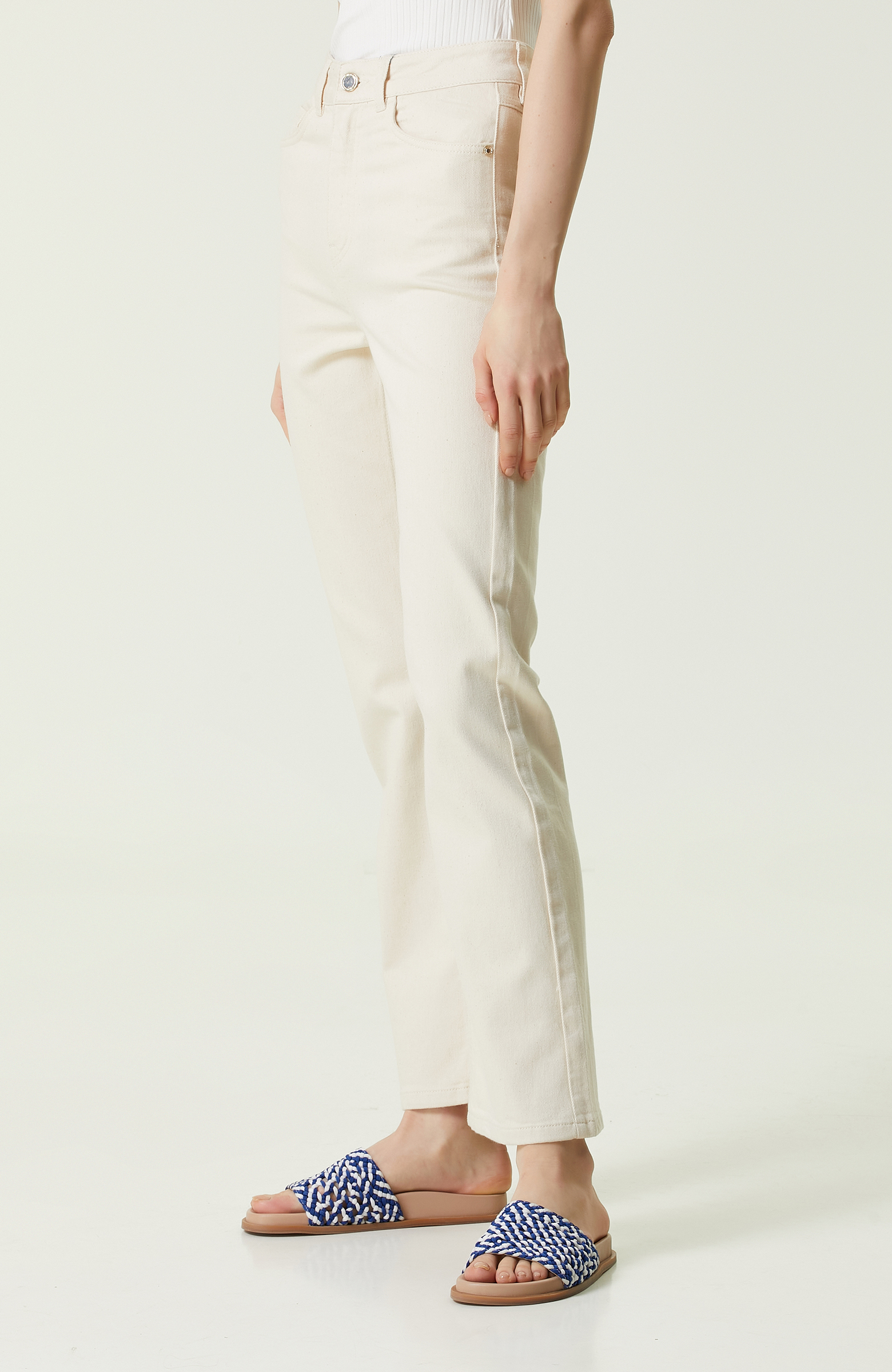 Yüksek Bel Denim Pantolon