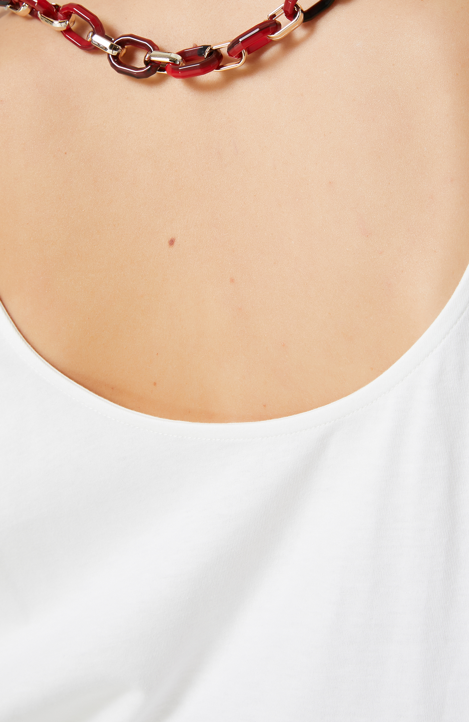 Ekru Baskılı Kolsuz Crop Tshirt