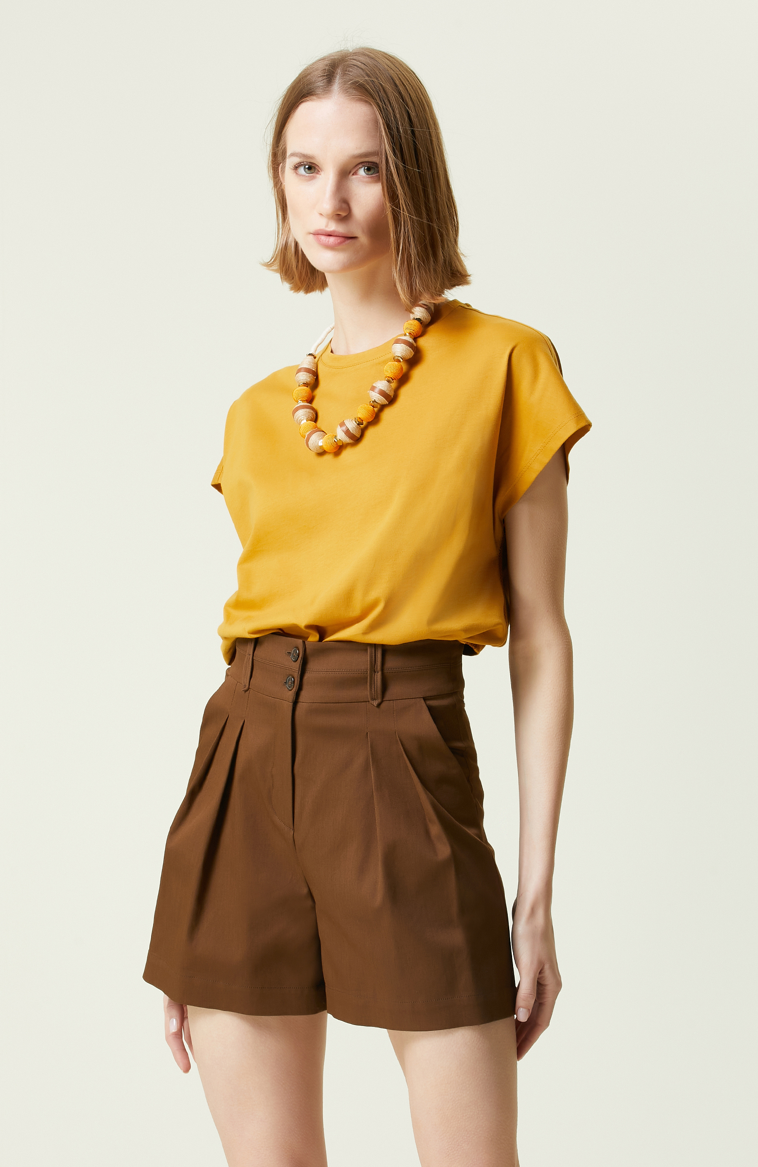 Safran Yarasa Kol Bisiklet Yaka T-Shirt