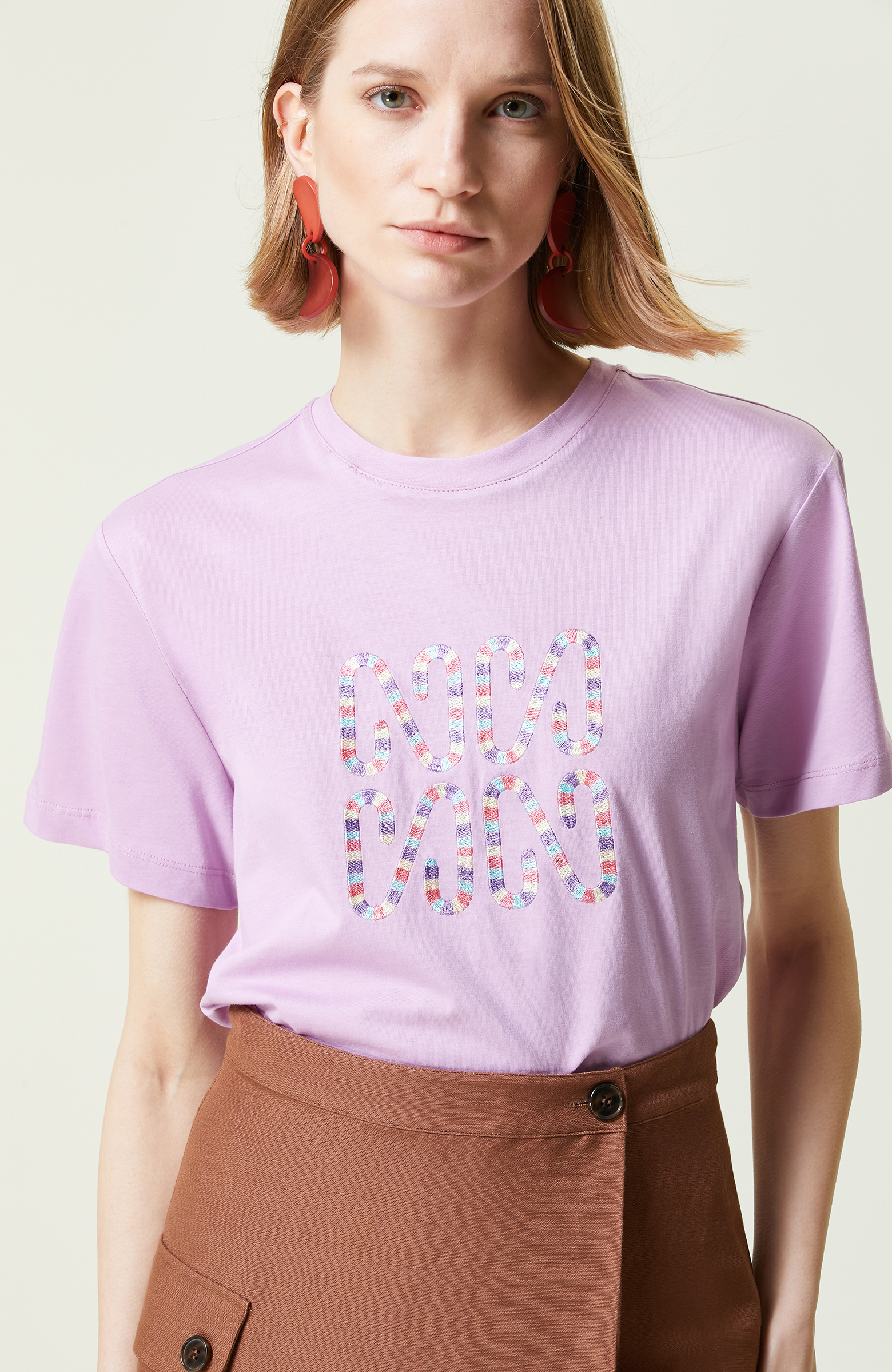 Pembe Bisiklet Yaka Penye T-Shirt