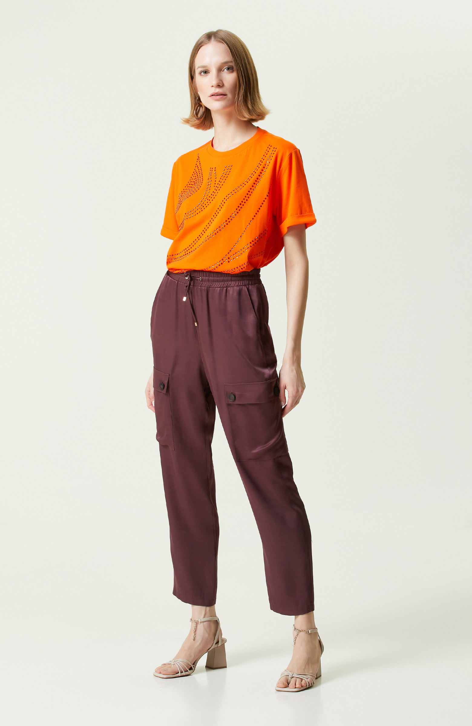 Bordo Düz Paça Pantolon