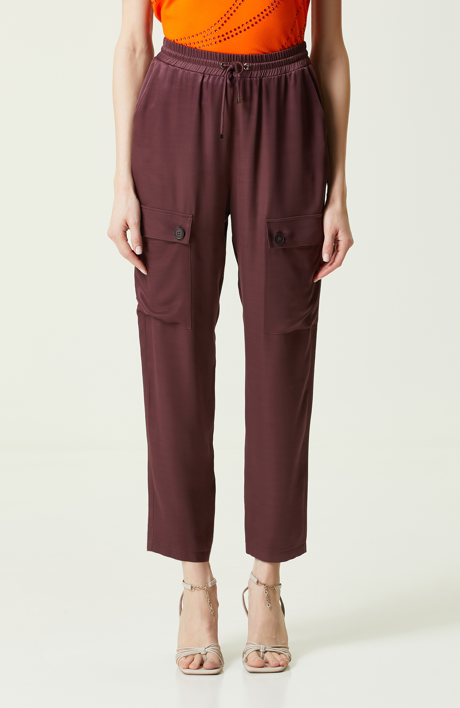 Bordo Düz Paça Pantolon