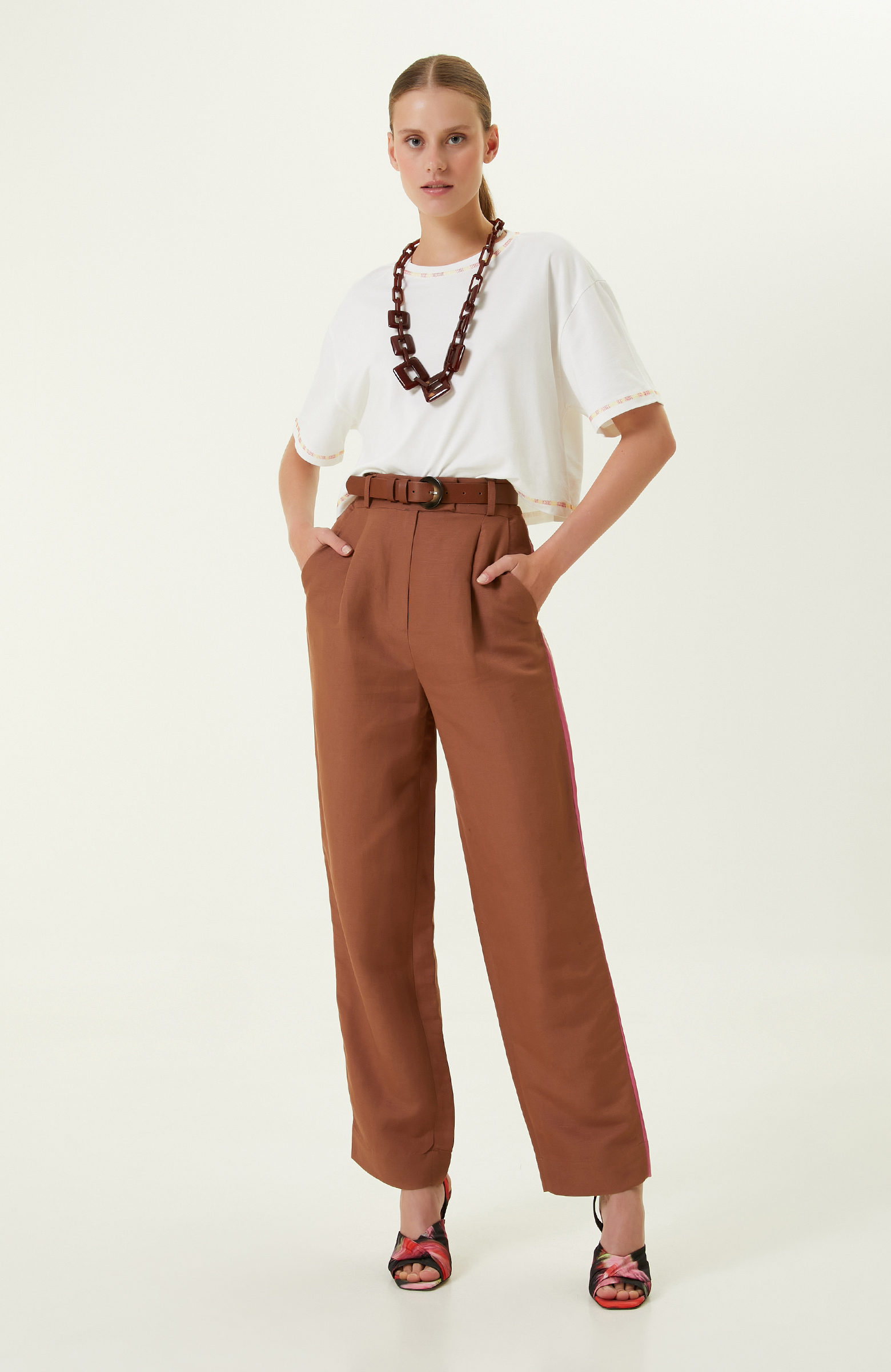 Kahverengi Bol Paça Pantolon