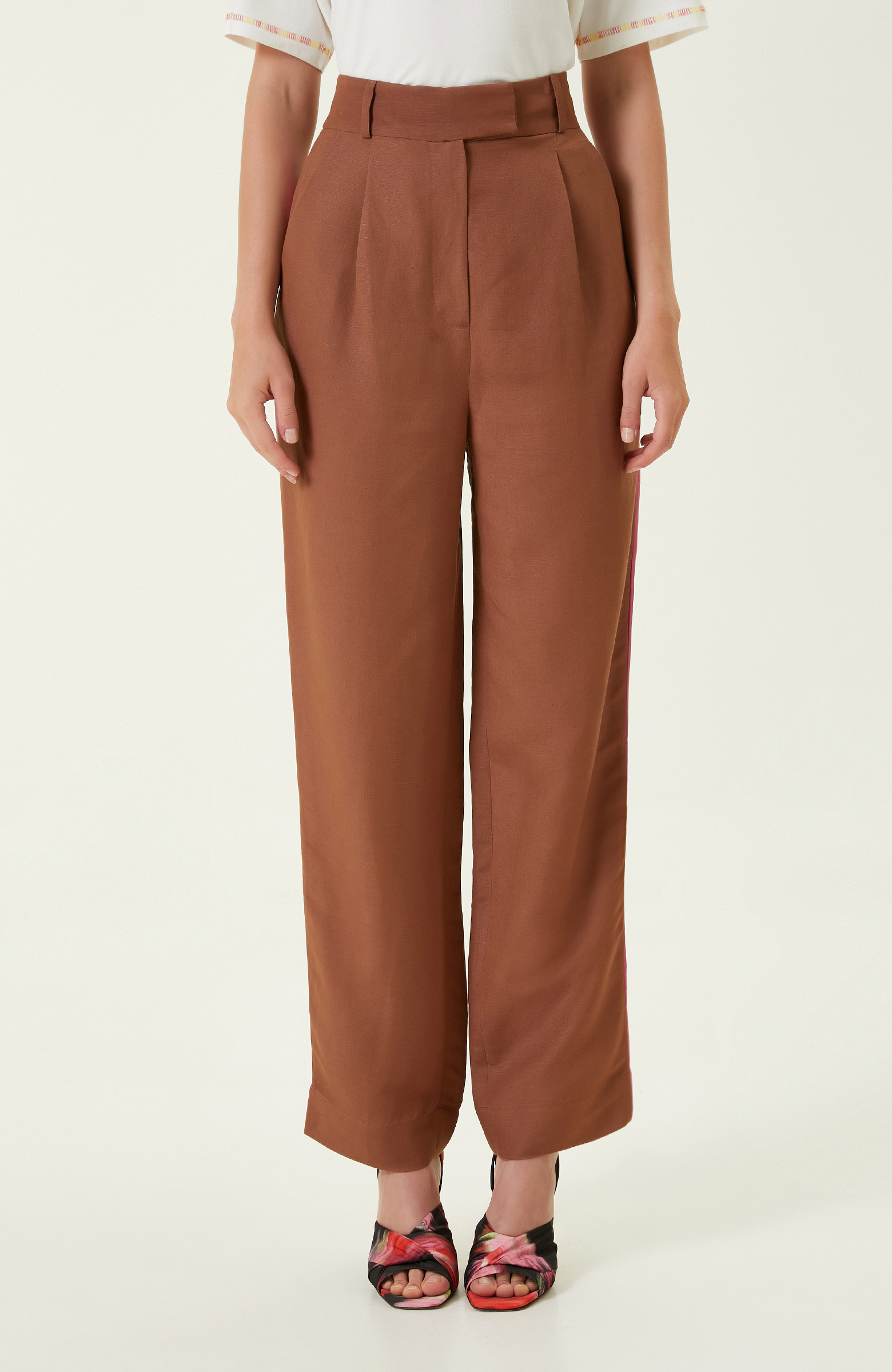 Kahverengi Bol Paça Pantolon