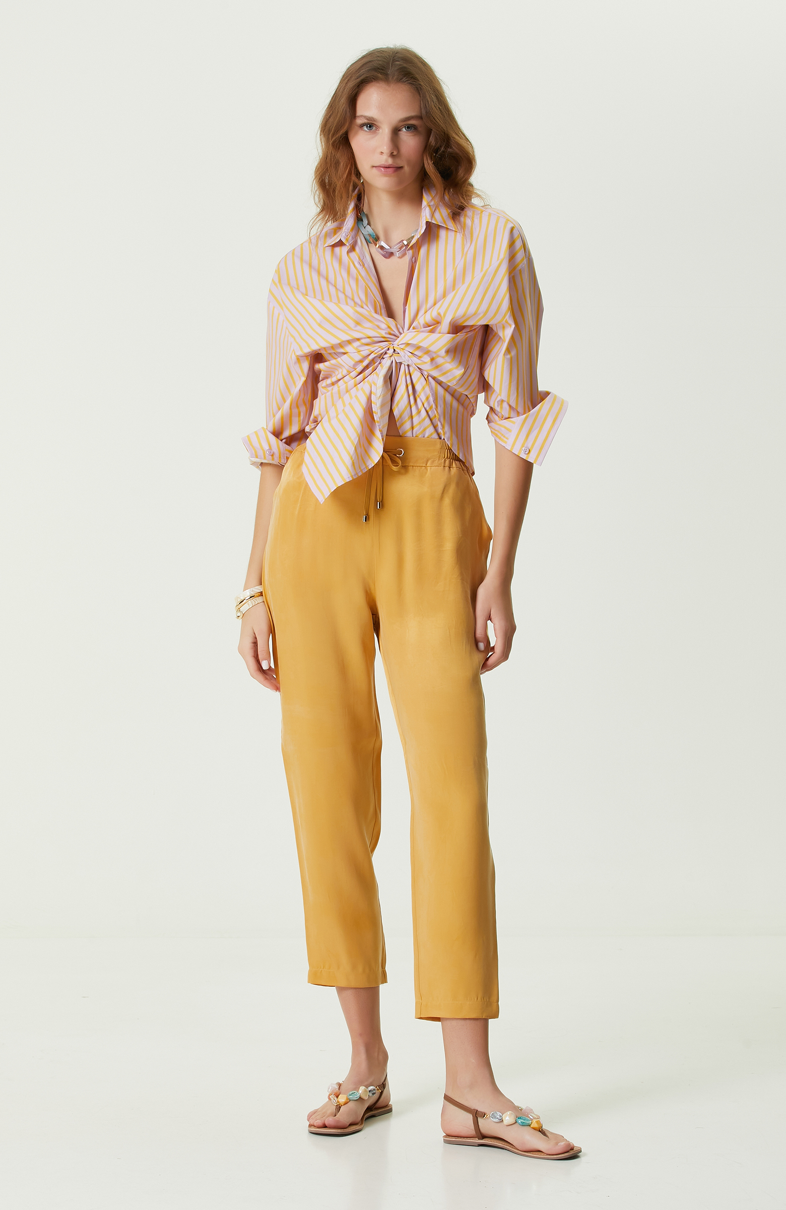 Turuncu Çizgili Oversize Gömlek