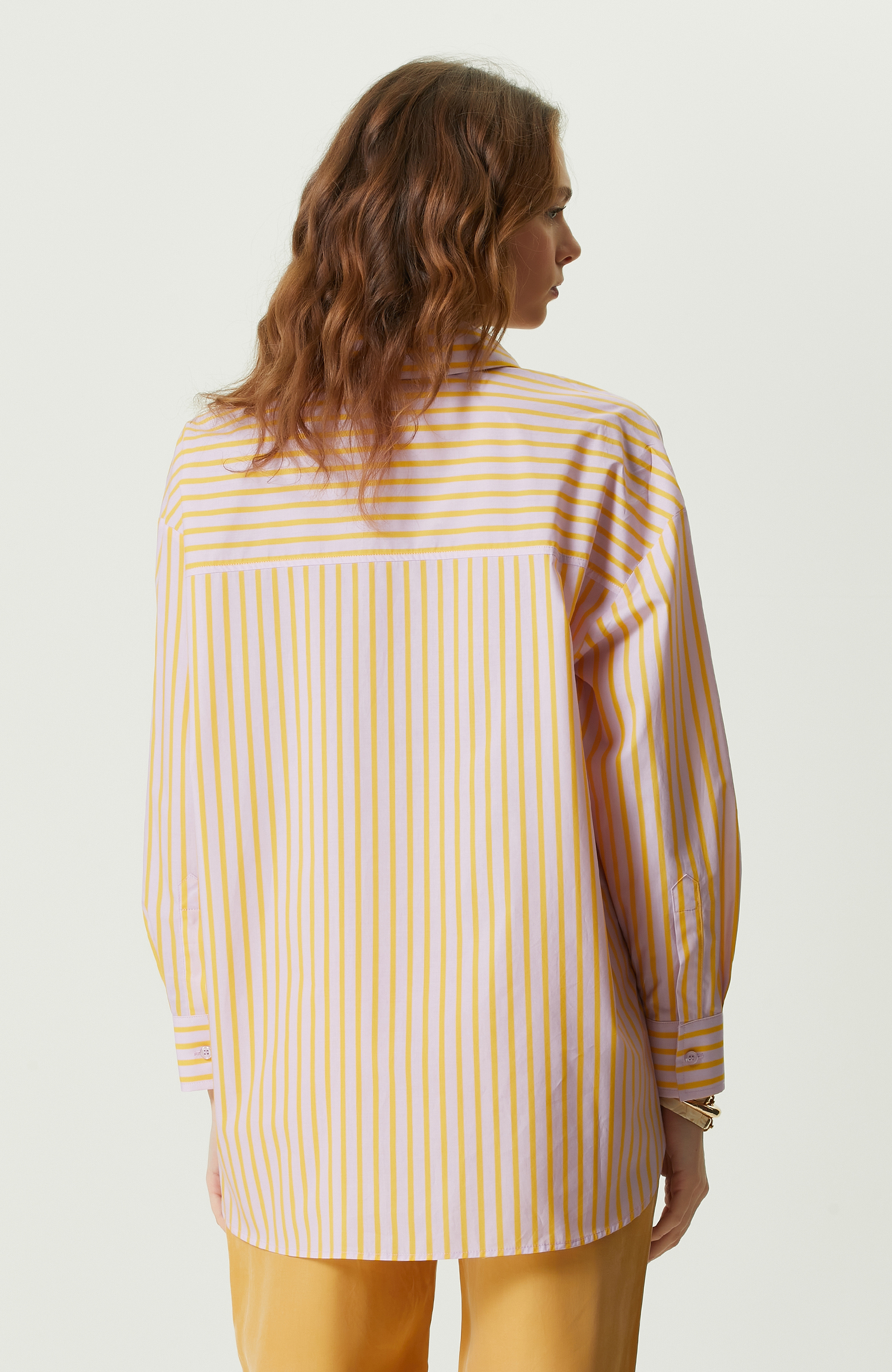 Turuncu Çizgili Oversize Gömlek