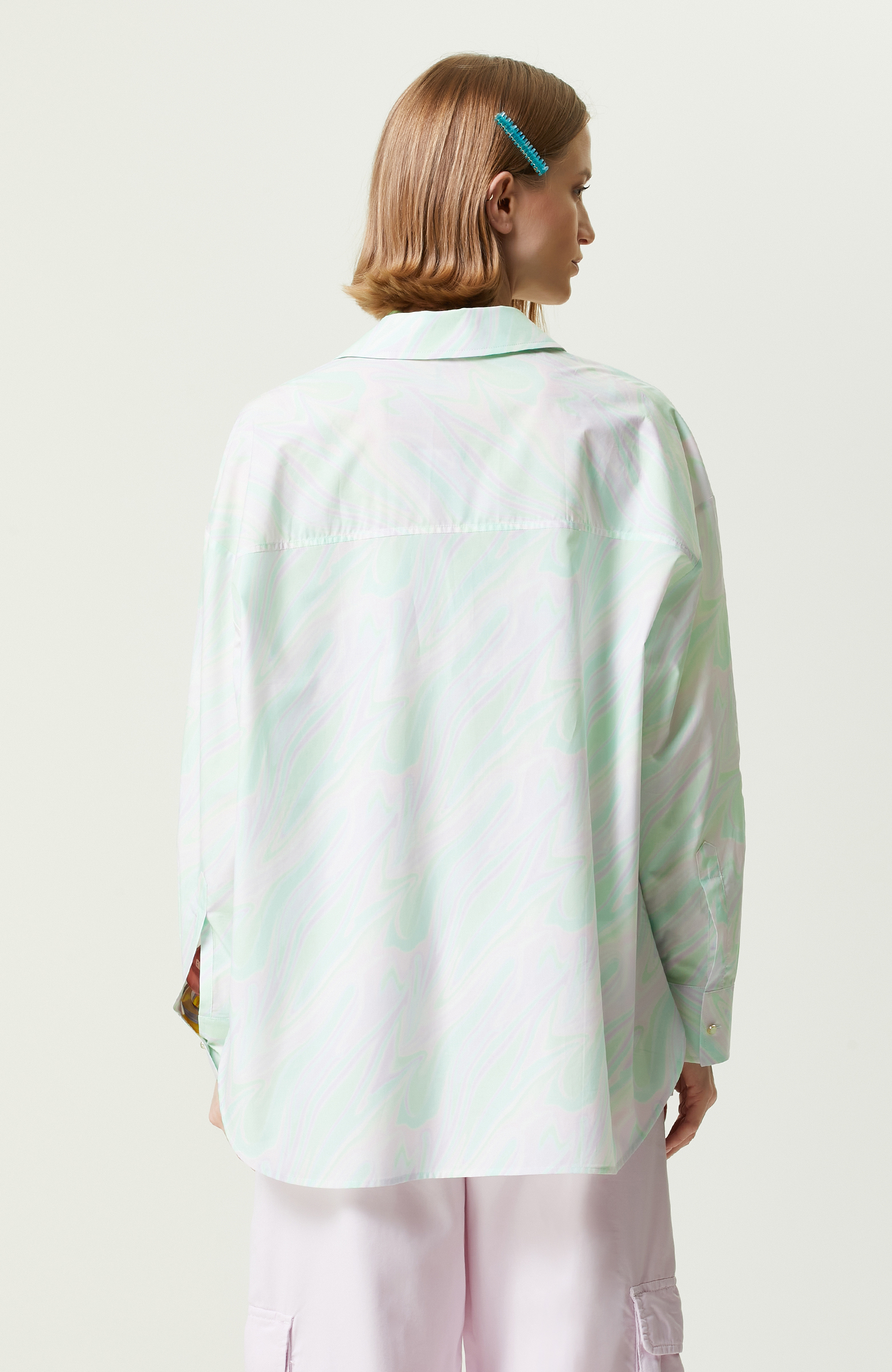 Yeşil Pembe Desenli Gömlek