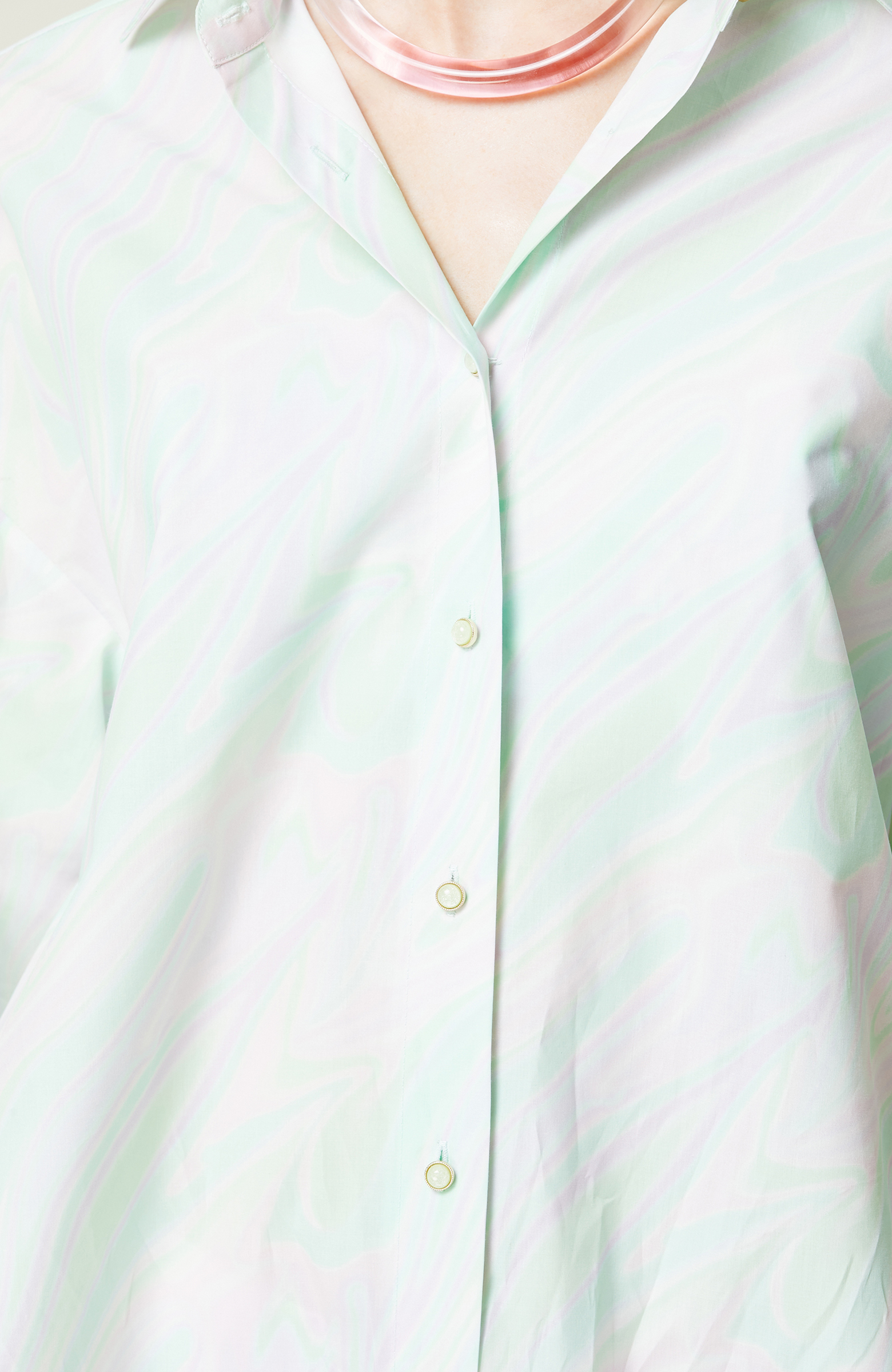 Yeşil Pembe Desenli Gömlek