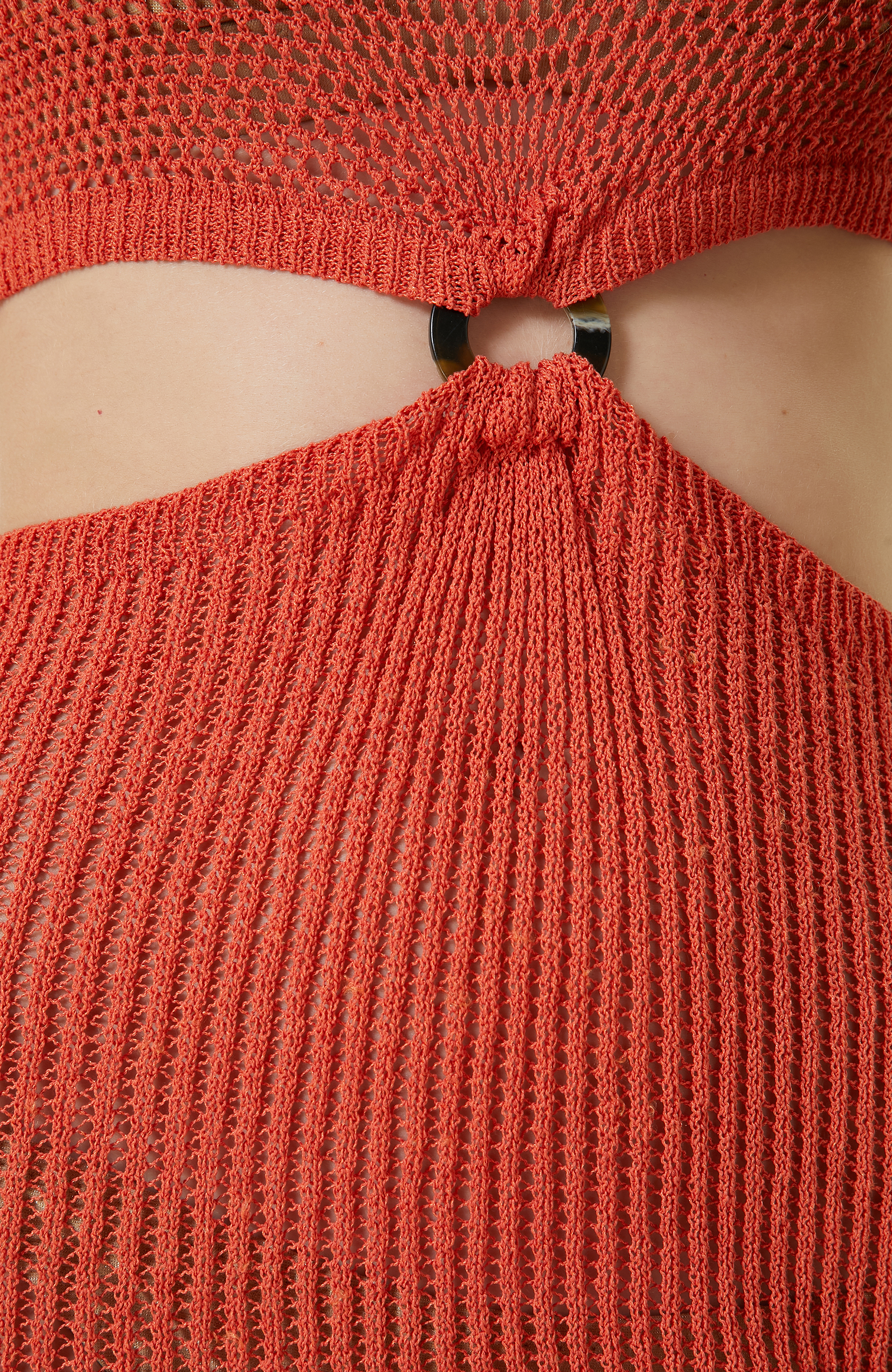 Turuncu Askılı Uzun Triko Elbise