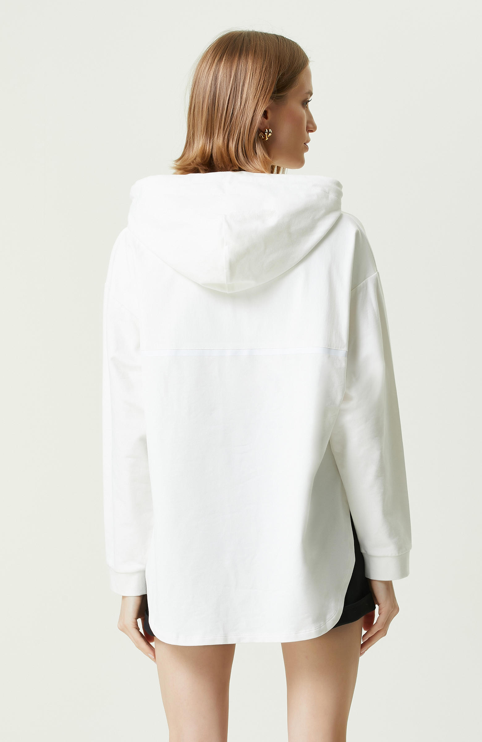 N-Tech Ekru Kapüşonlu Sweatshirt