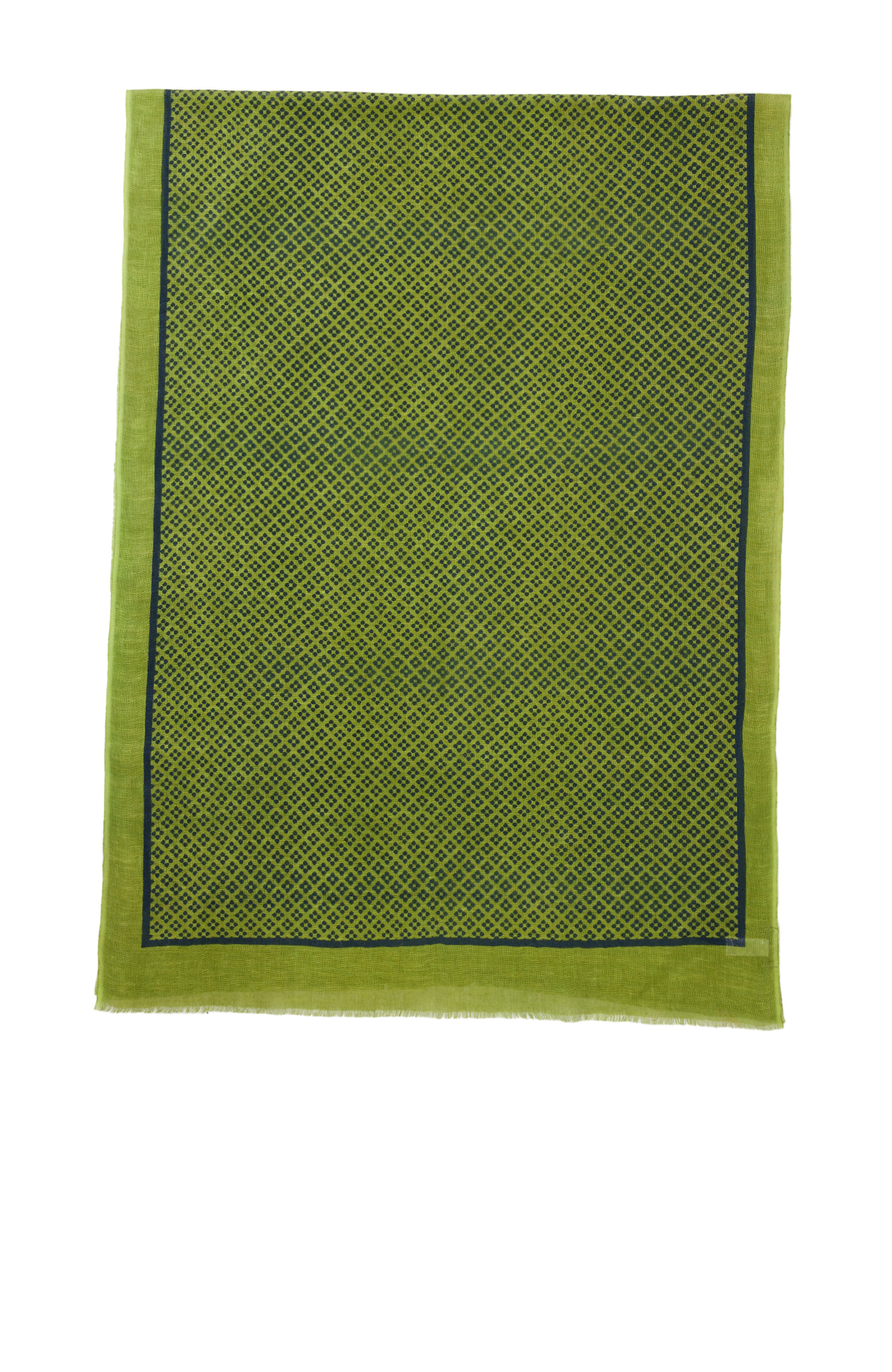 Haki Baklava Desenli Erkek Keten Şal