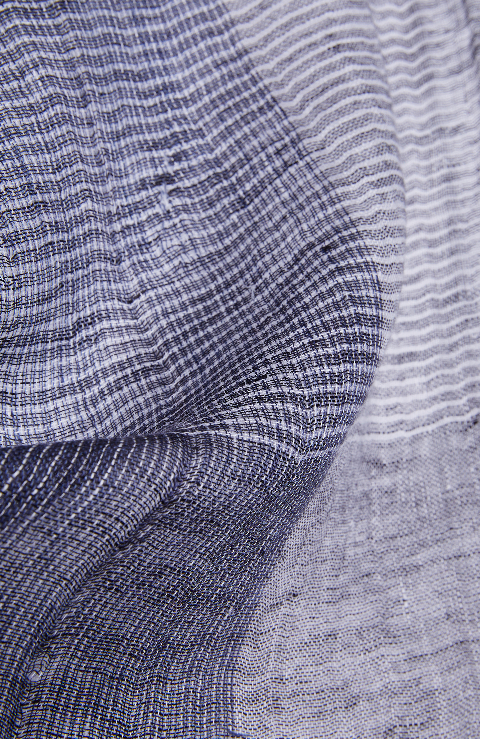 Lacivert Kareli Erkek Keten Şal