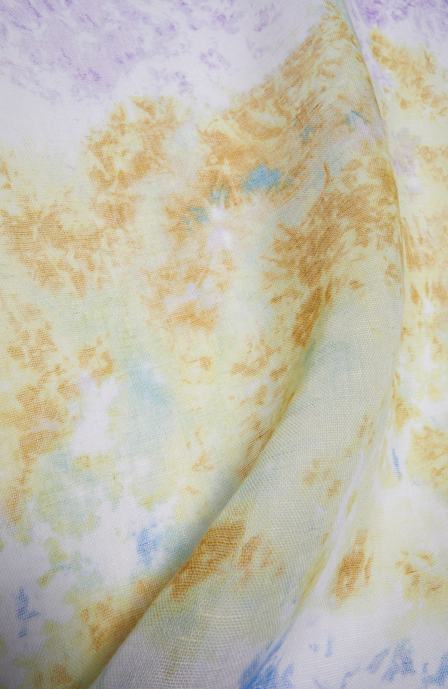 Lacivert Sarı Kadın Keten Şal