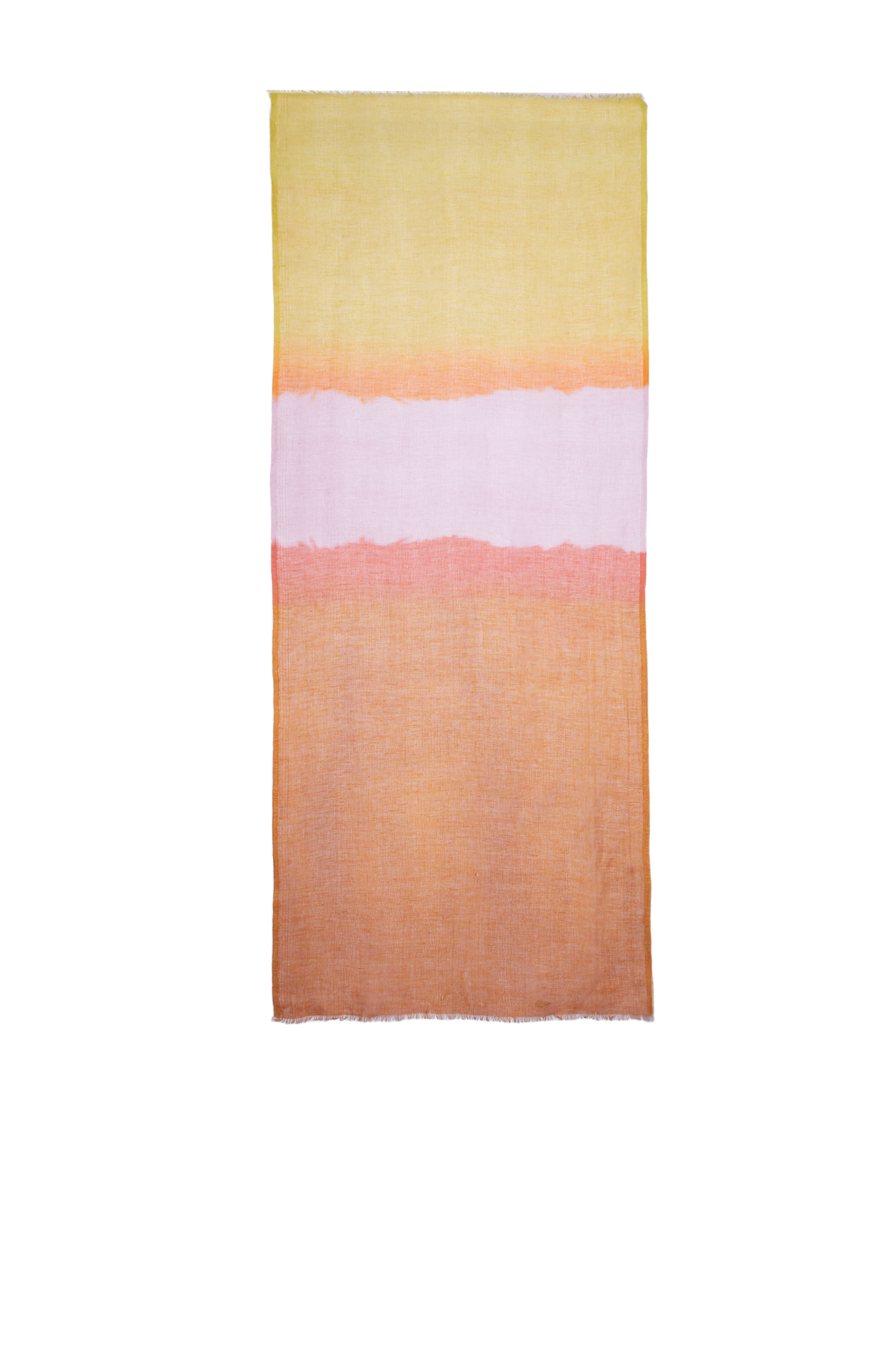 Turuncu Blok Desenli Kadın Keten Şal