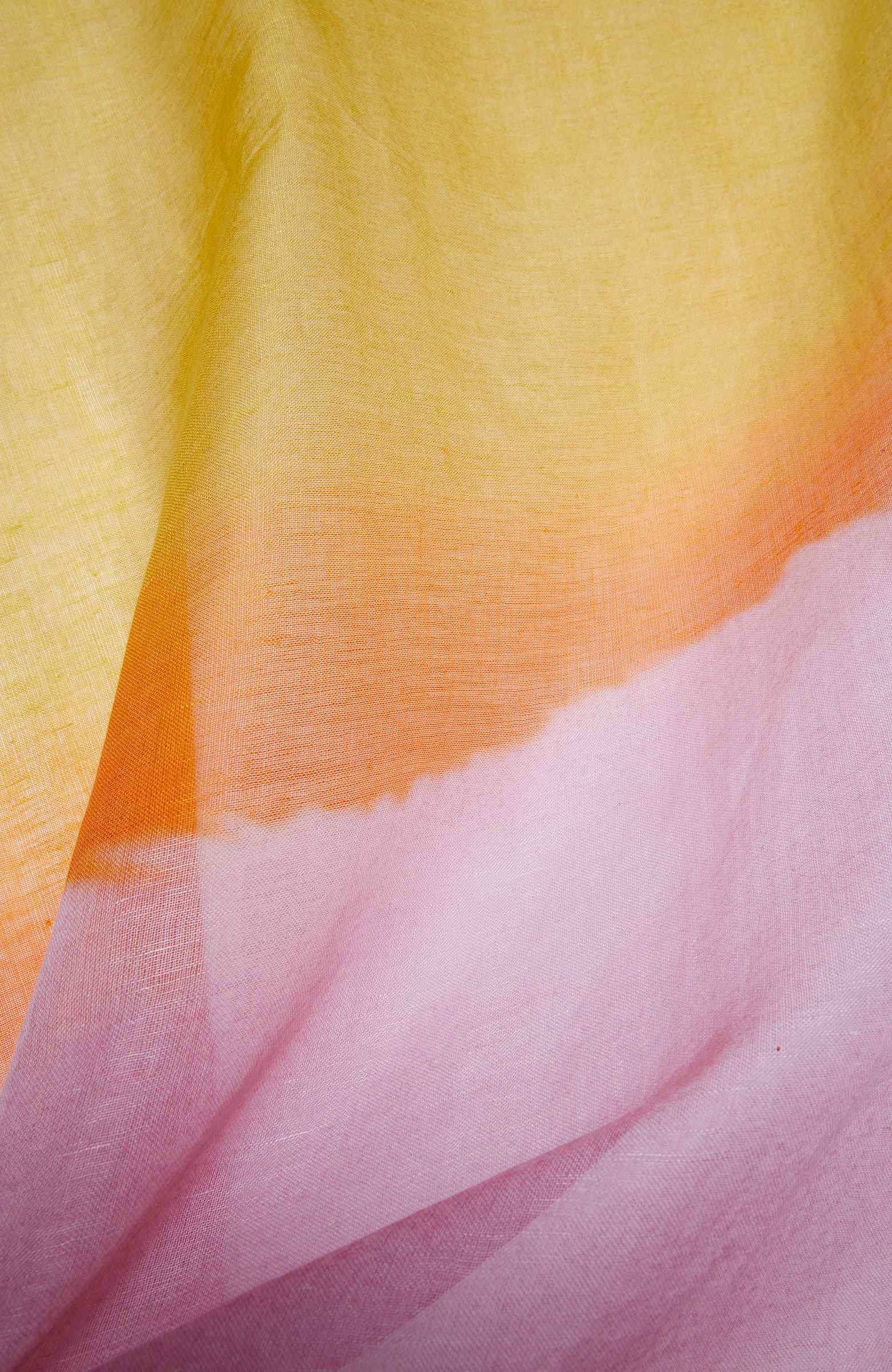 Turuncu Blok Desenli Kadın Keten Şal