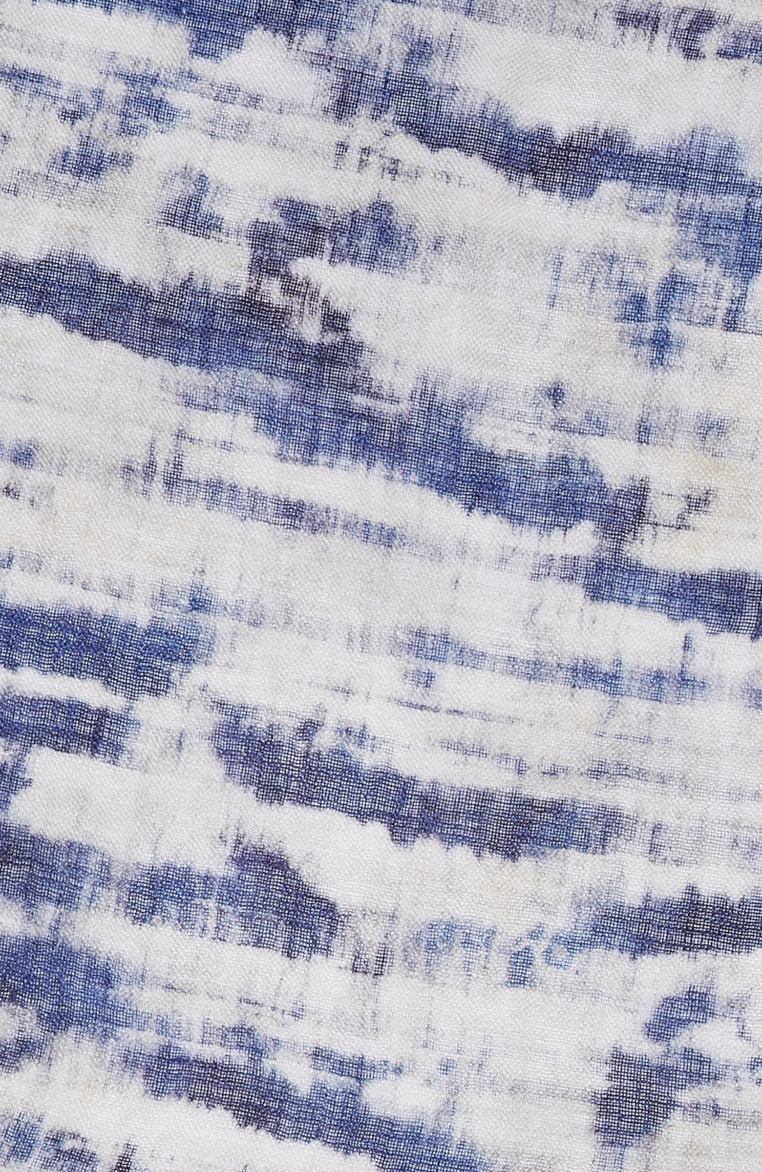 Lacivert Ekru Desenli Keten Poşet Mendil