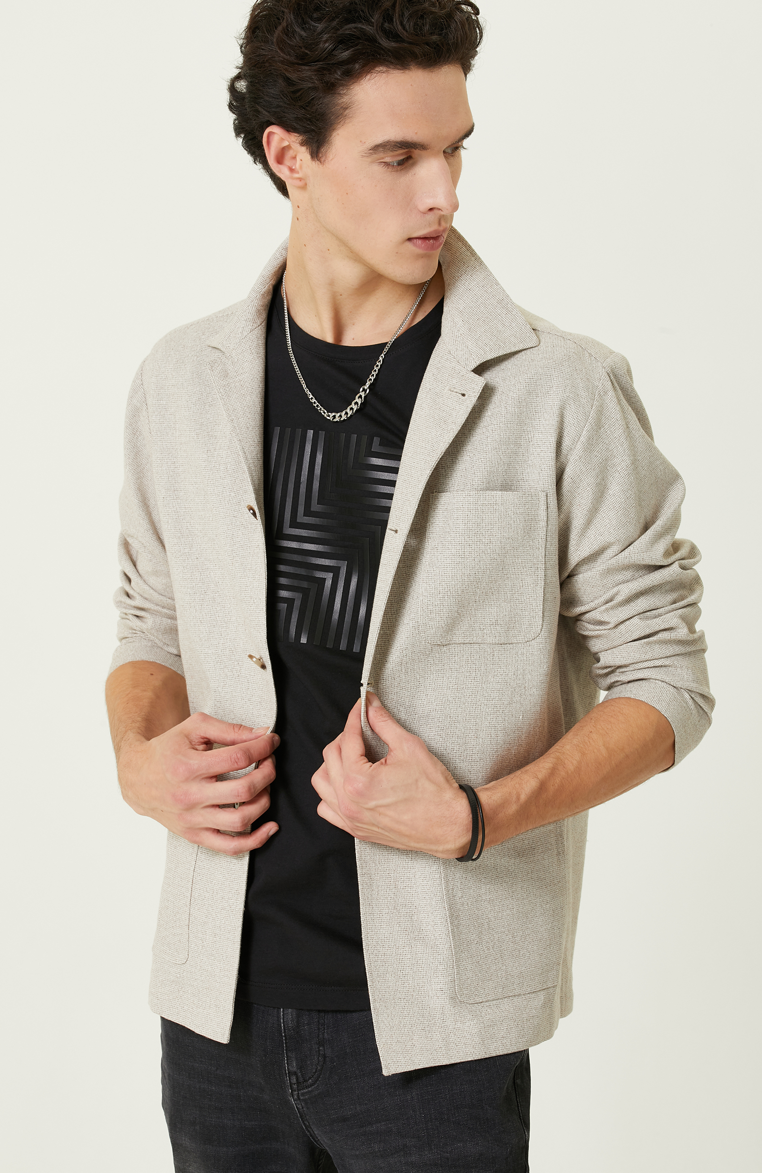 Bej Jakarlı Blazer Ceket