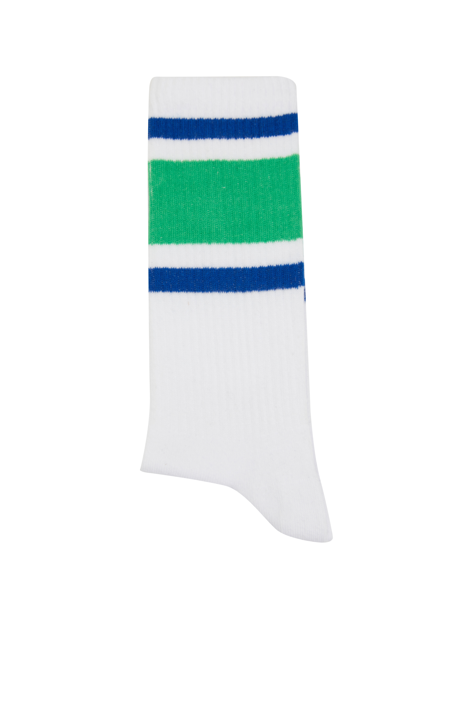 Yeşil Beyaz Çizgi Desenli Erkek Çorap