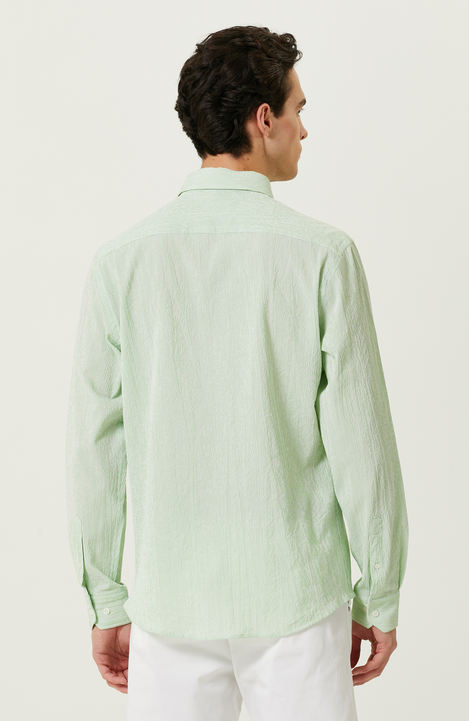 Yeşil Beyaz Çizgili Gömlek