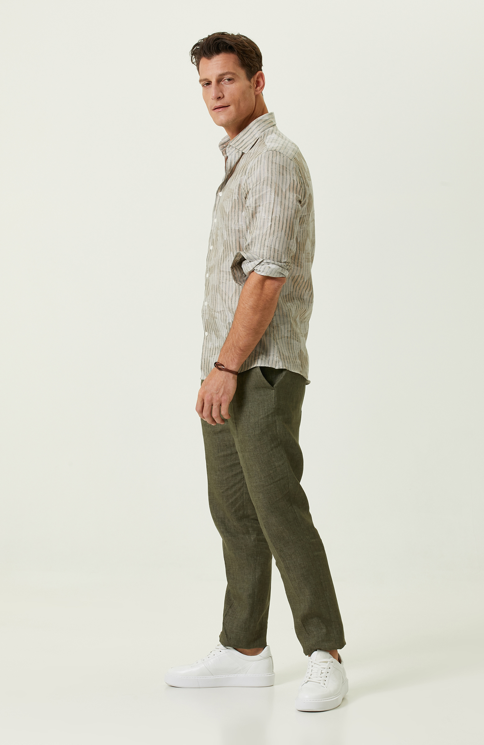 Bej Çizgili Gömlek