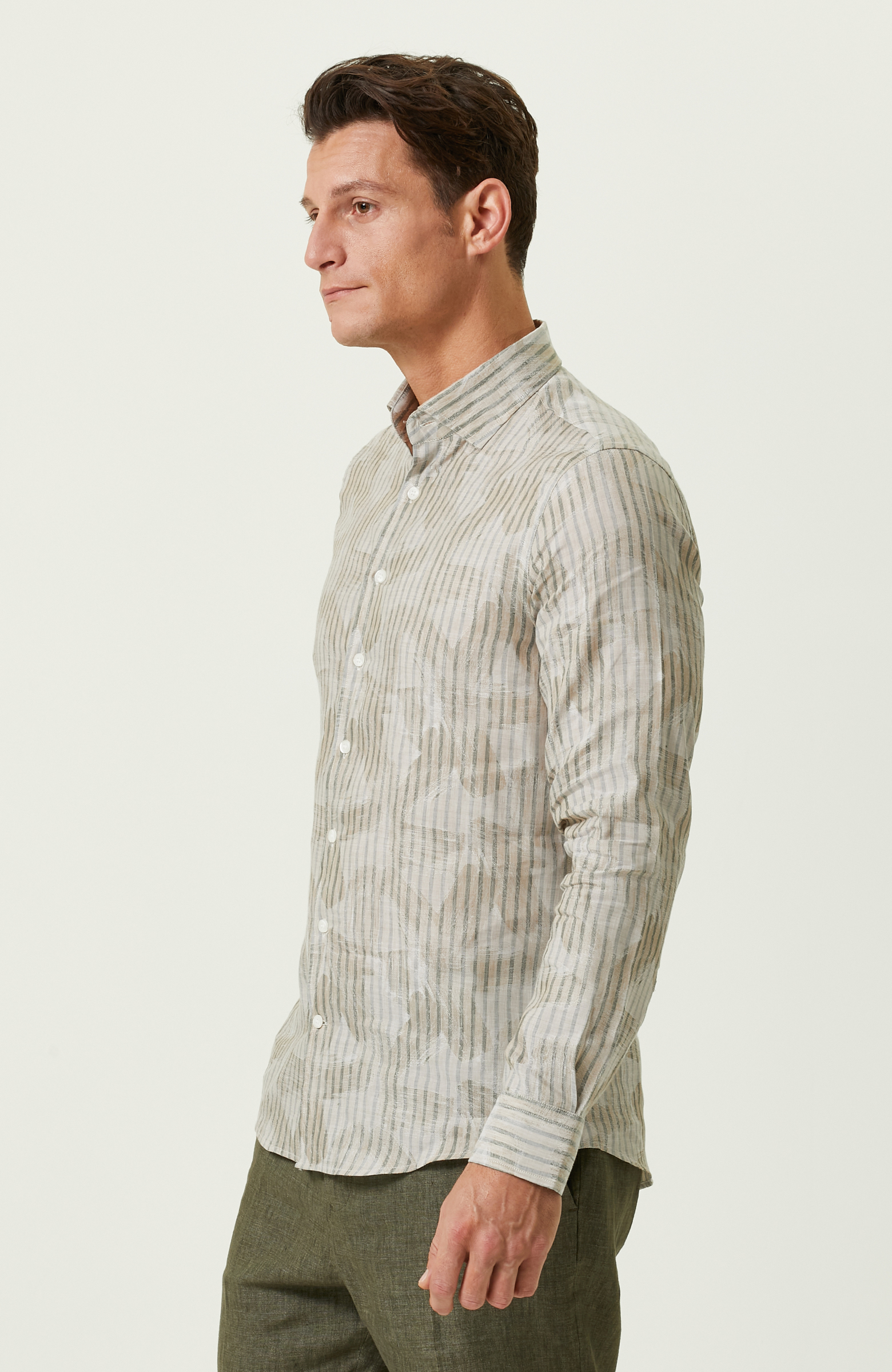 Bej Çizgili Gömlek