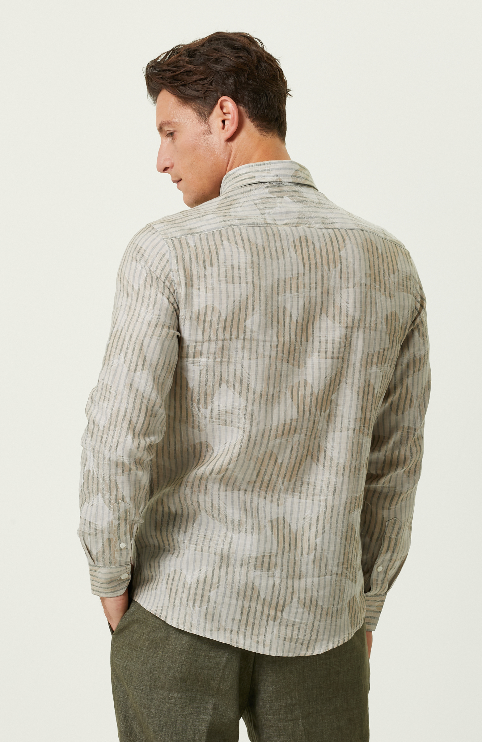 Bej Çizgili Gömlek