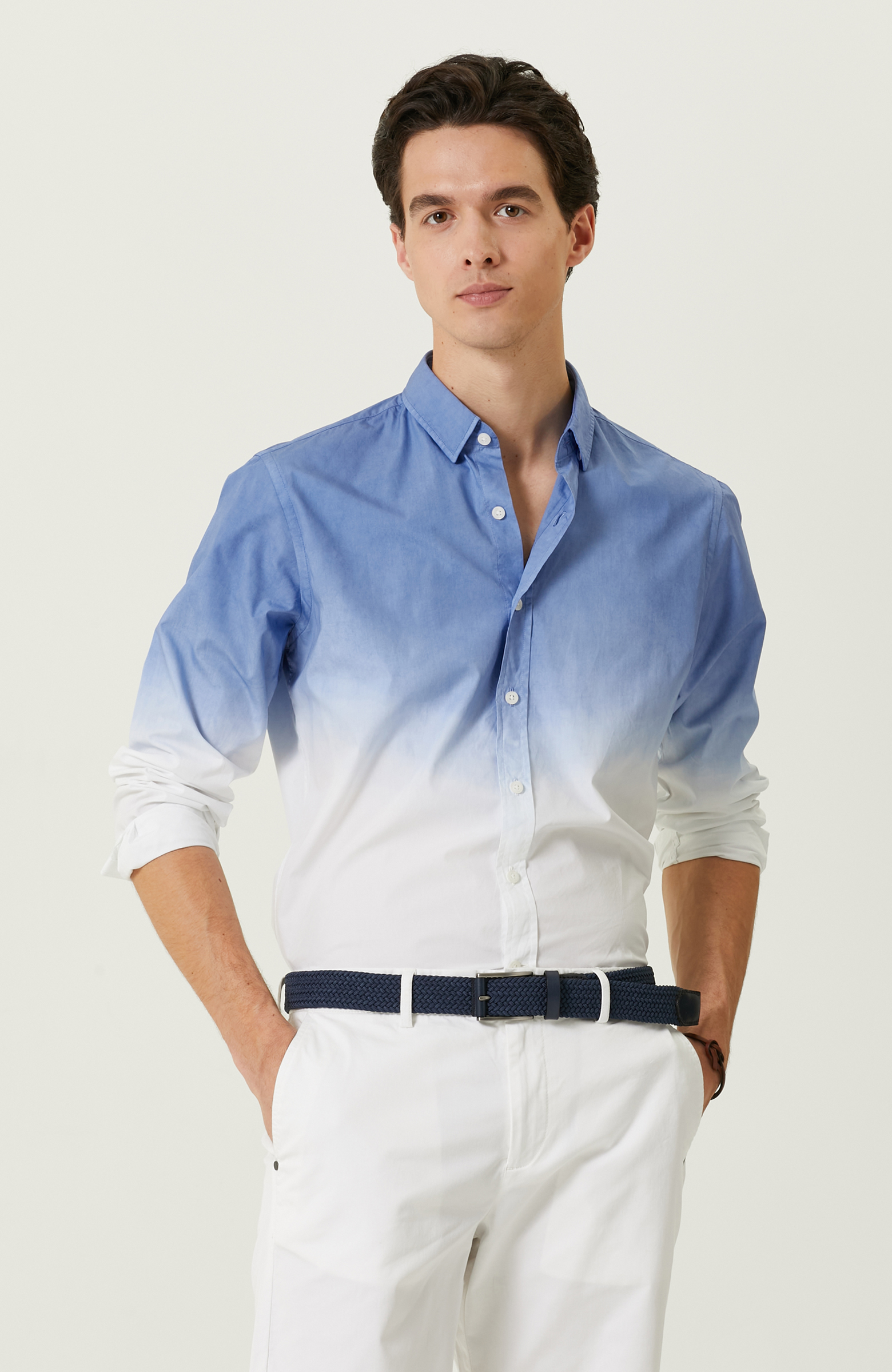 Saks Uzun Kollu Gömlek