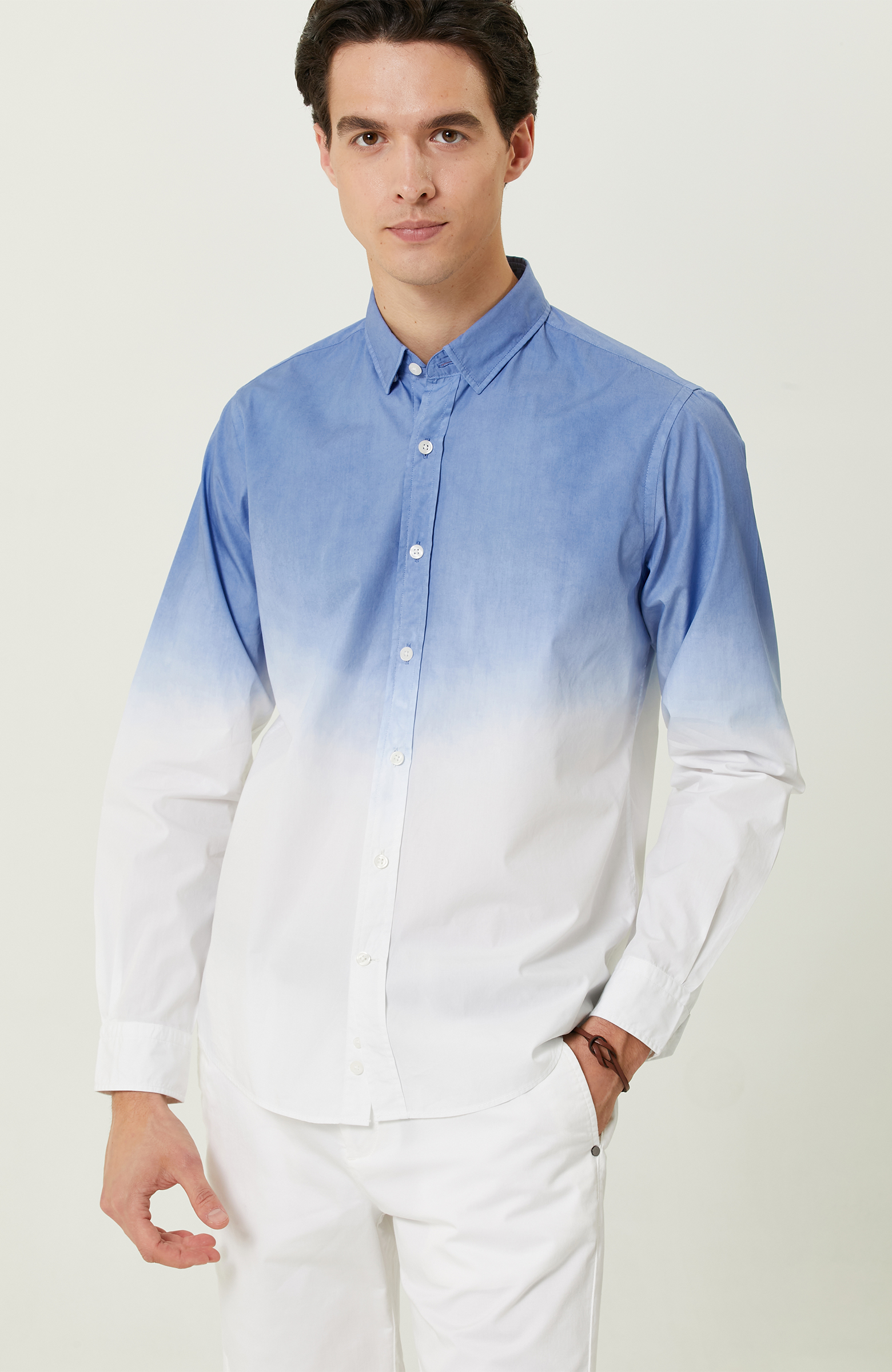 Saks Uzun Kollu Gömlek